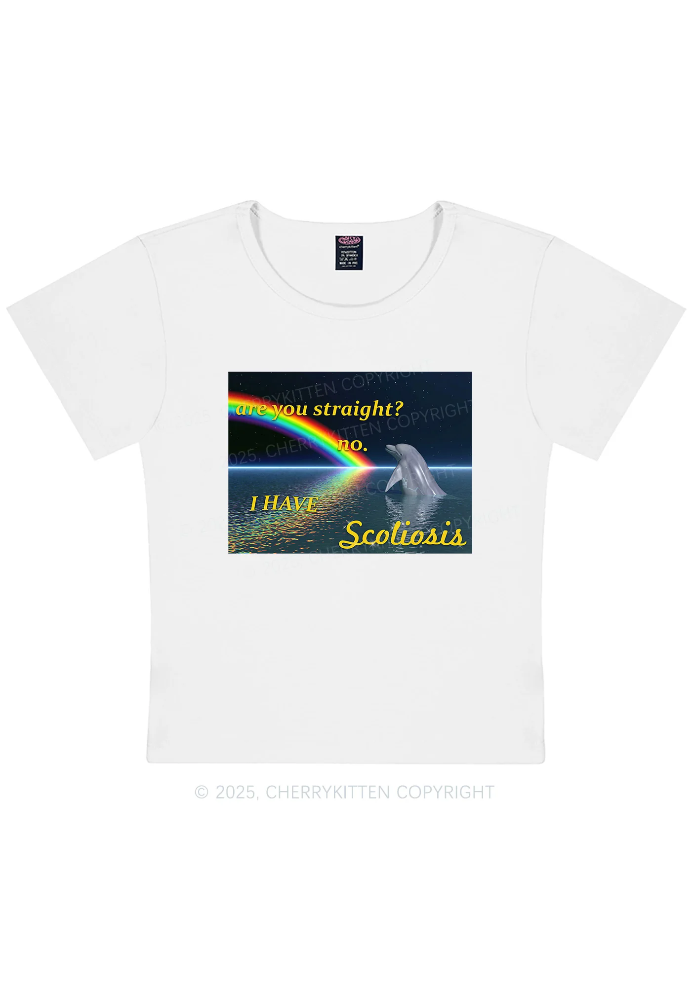 I Have Scoliosis Pride Y2K Baby Tee Cherrykitten - Image 4