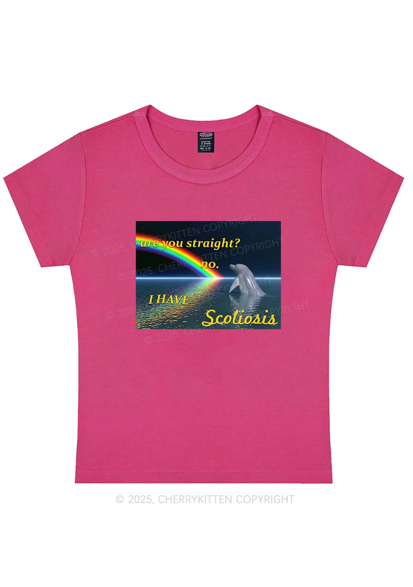 I Have Scoliosis Pride Y2K Baby Tee Cherrykitten - Image 5