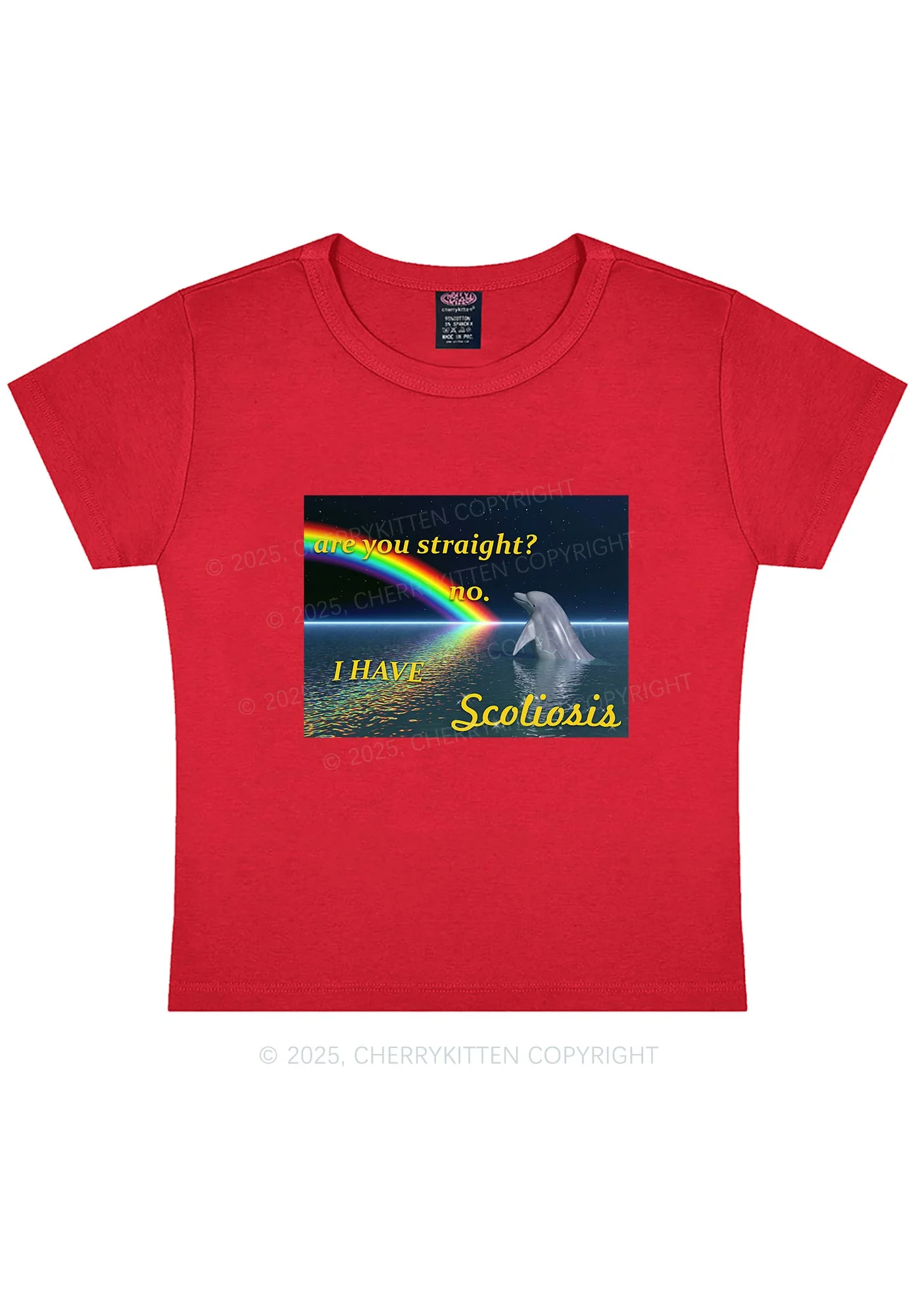 I Have Scoliosis Pride Y2K Baby Tee Cherrykitten - Image 8