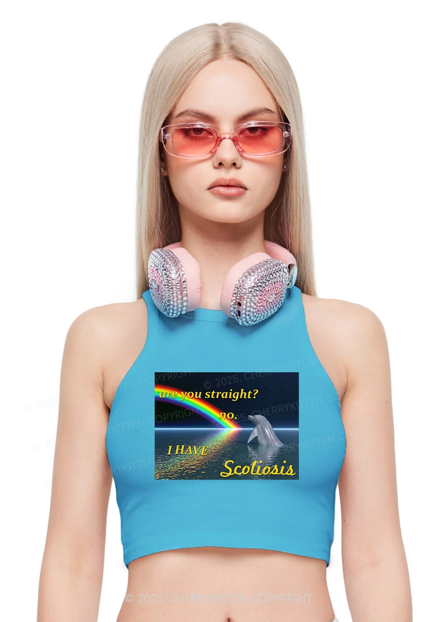 I Have Scoliosis Pride Y2K Crop Tank Top Cherrykitten - Image 2