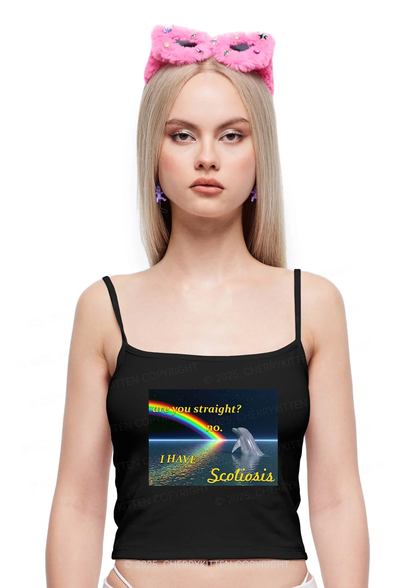 I Have Scoliosis Pride Y2K Spaghetti Strap Cami Cherrykitten - Image 2