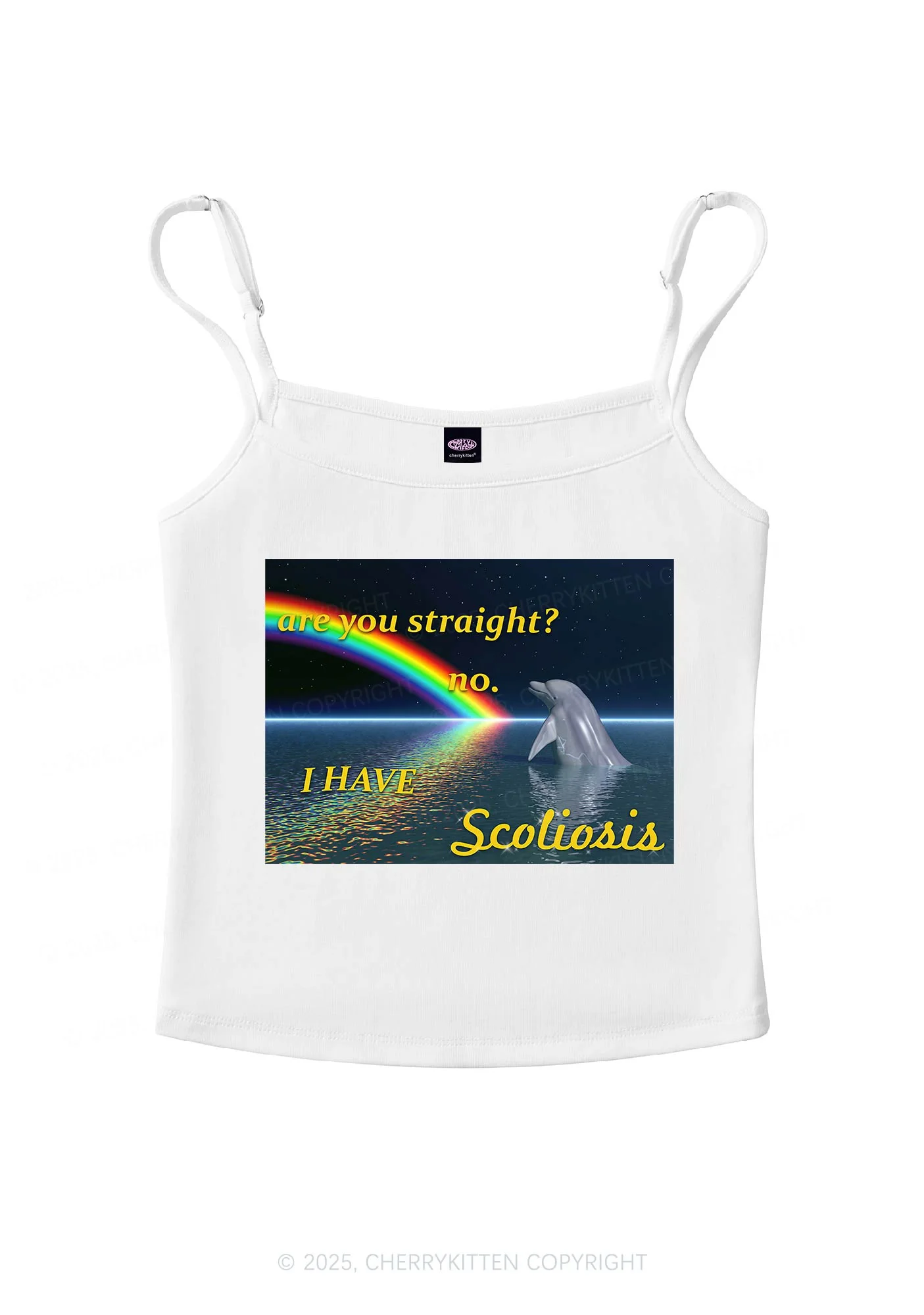 I Have Scoliosis Pride Y2K Spaghetti Strap Cami Cherrykitten - Image 3
