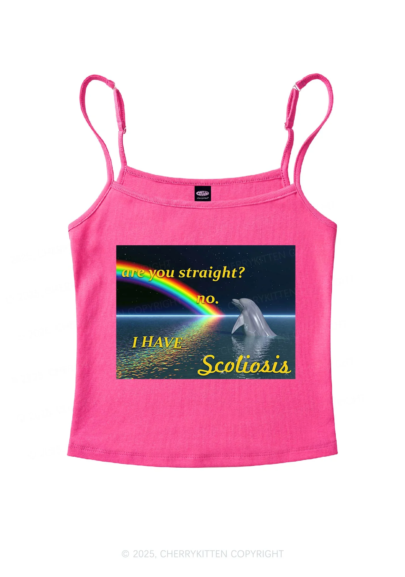 I Have Scoliosis Pride Y2K Spaghetti Strap Cami Cherrykitten - Image 4
