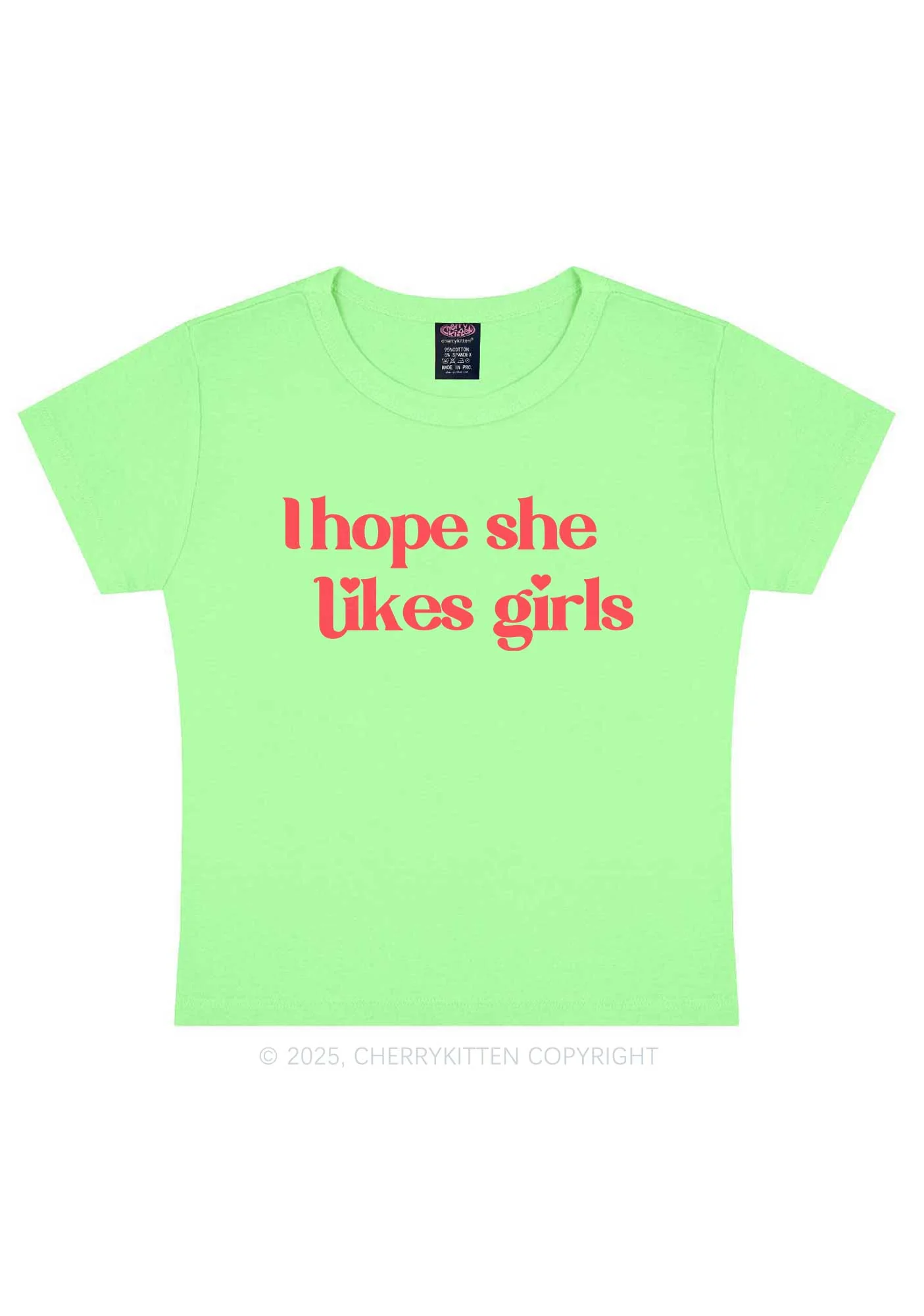 I Hope She Likes Girls Y2K Baby Tee Cherrykitten - Image 13