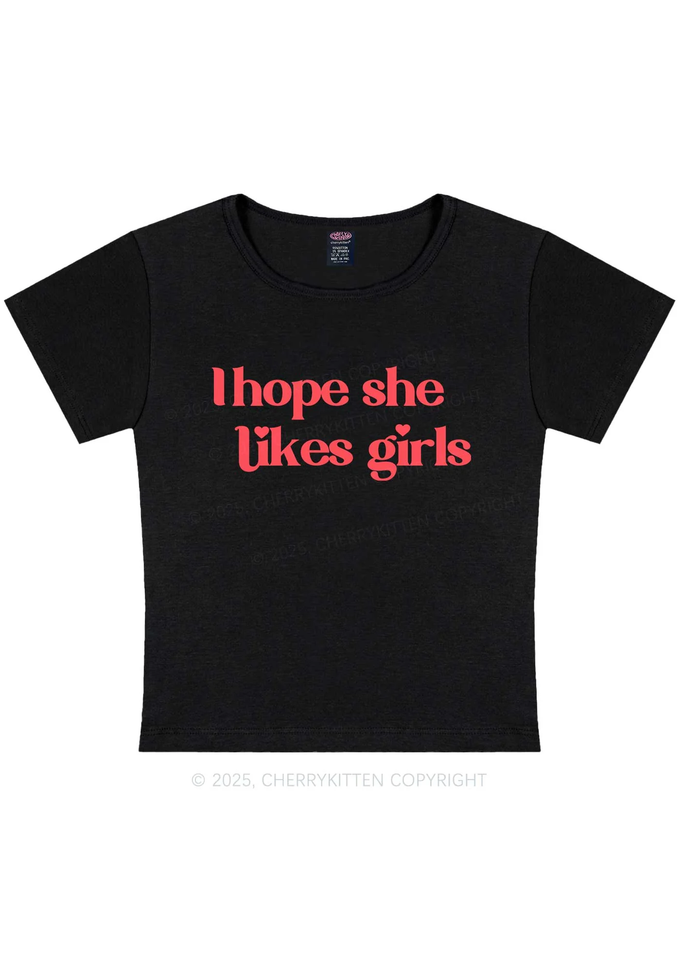 I Hope She Likes Girls Y2K Baby Tee Cherrykitten - Image 4