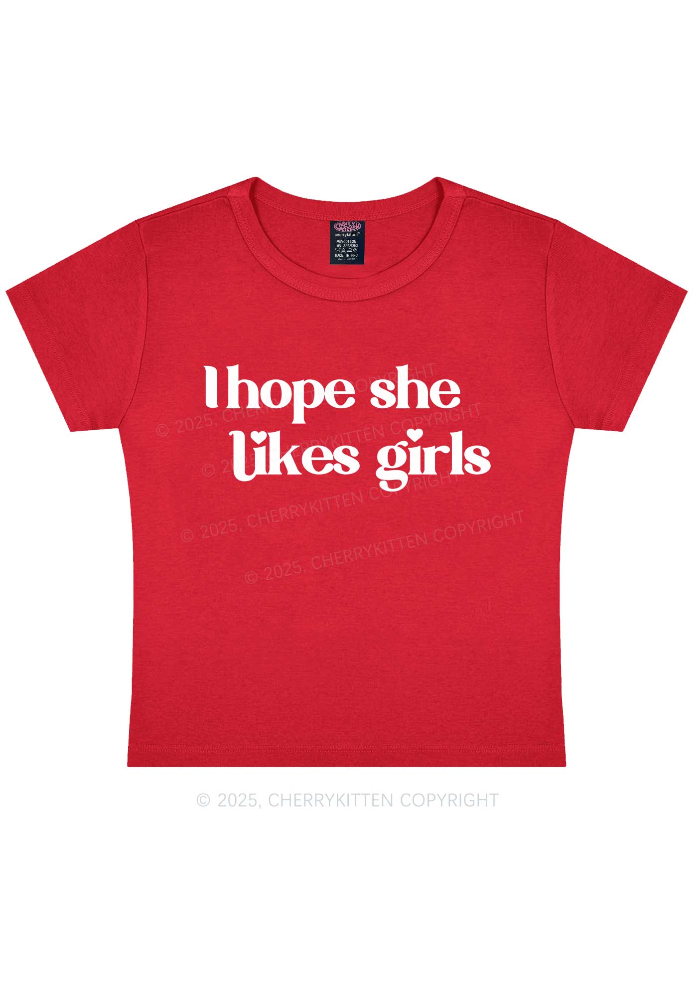 I Hope She Likes Girls Y2K Baby Tee Cherrykitten - Image 5