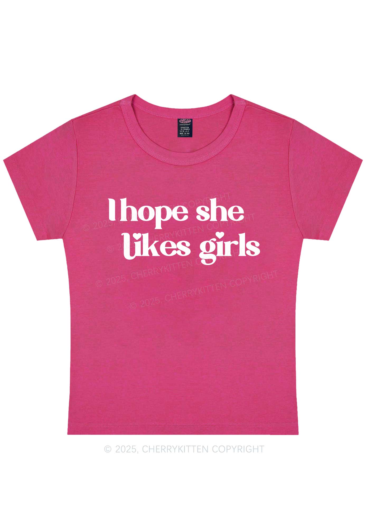 I Hope She Likes Girls Y2K Baby Tee Cherrykitten - Image 7