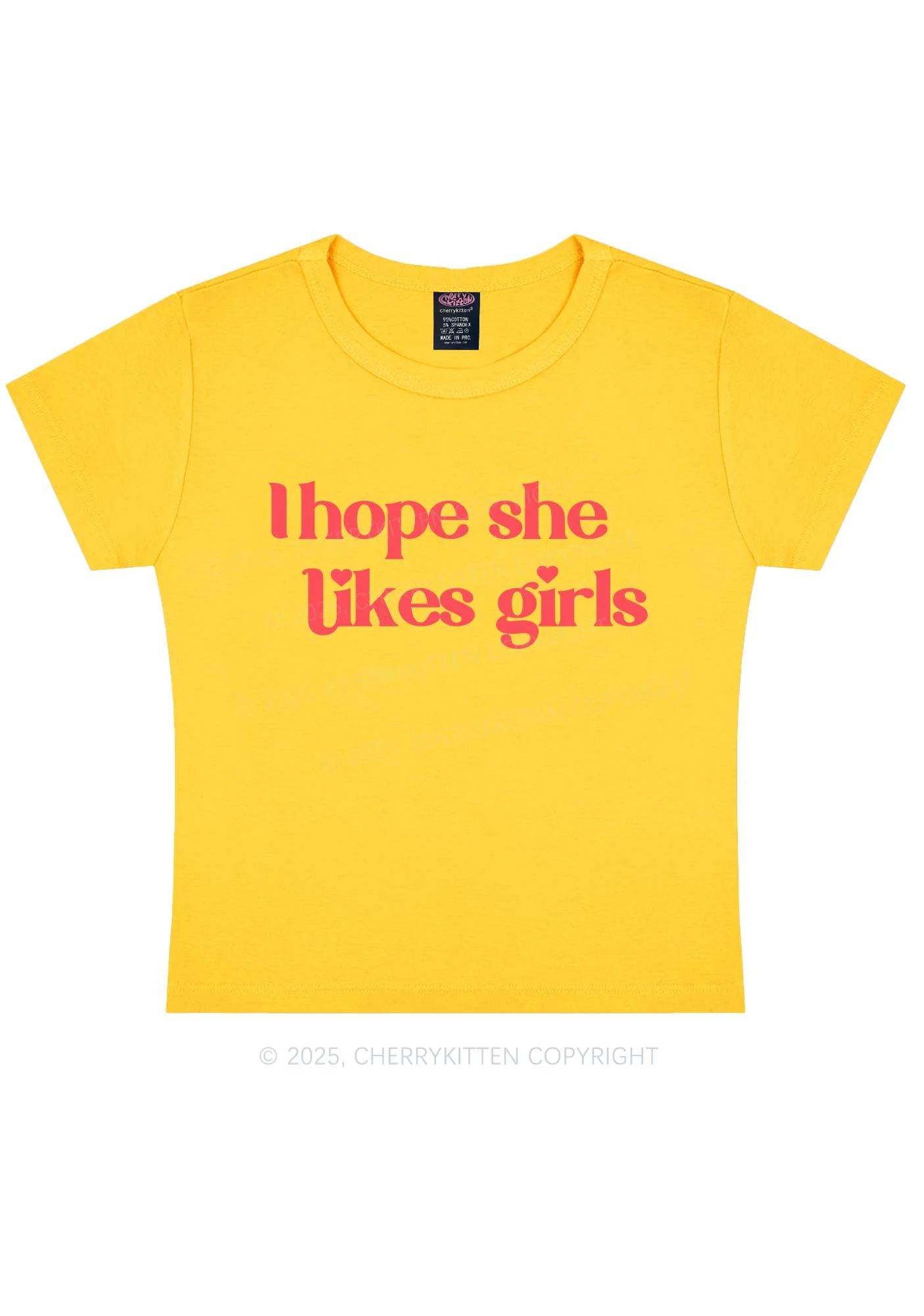 I Hope She Likes Girls Y2K Baby Tee Cherrykitten - Image 9