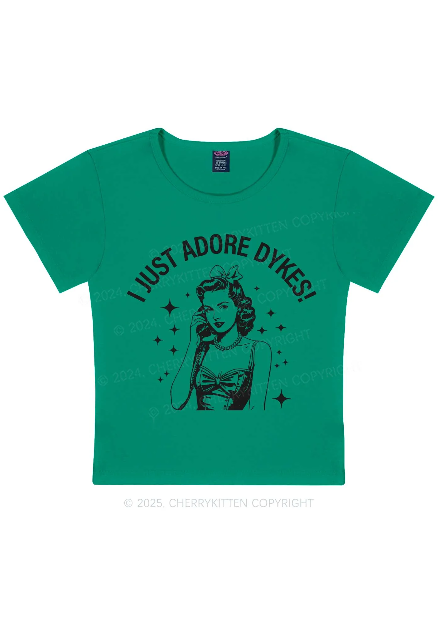 I Just Adore Dykes Y2K Baby Tee Cherrykitten - Image 12