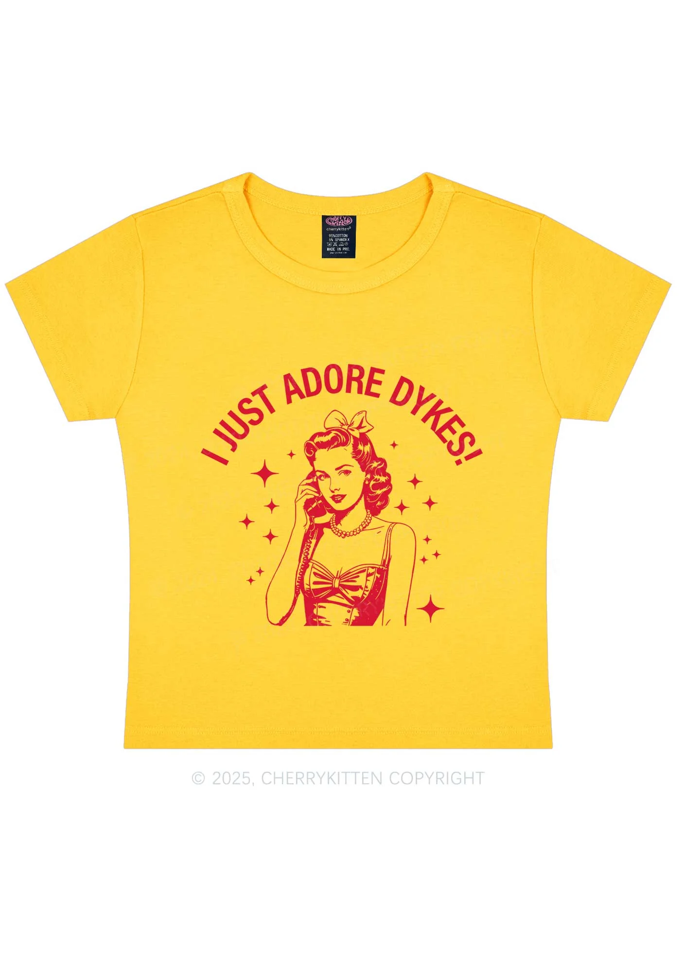 I Just Adore Dykes Y2K Baby Tee Cherrykitten - Image 4