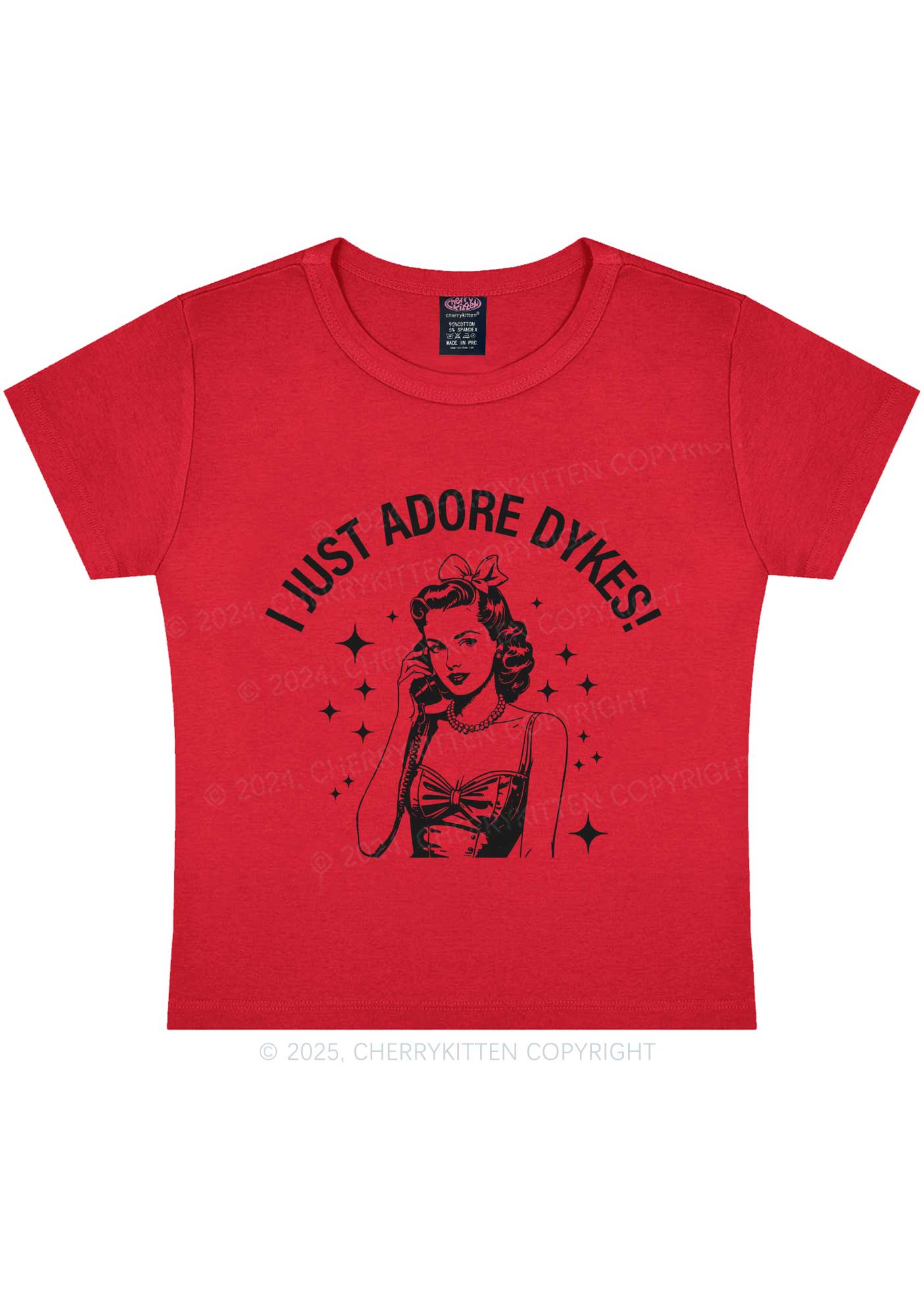 I Just Adore Dykes Y2K Baby Tee Cherrykitten - Image 5