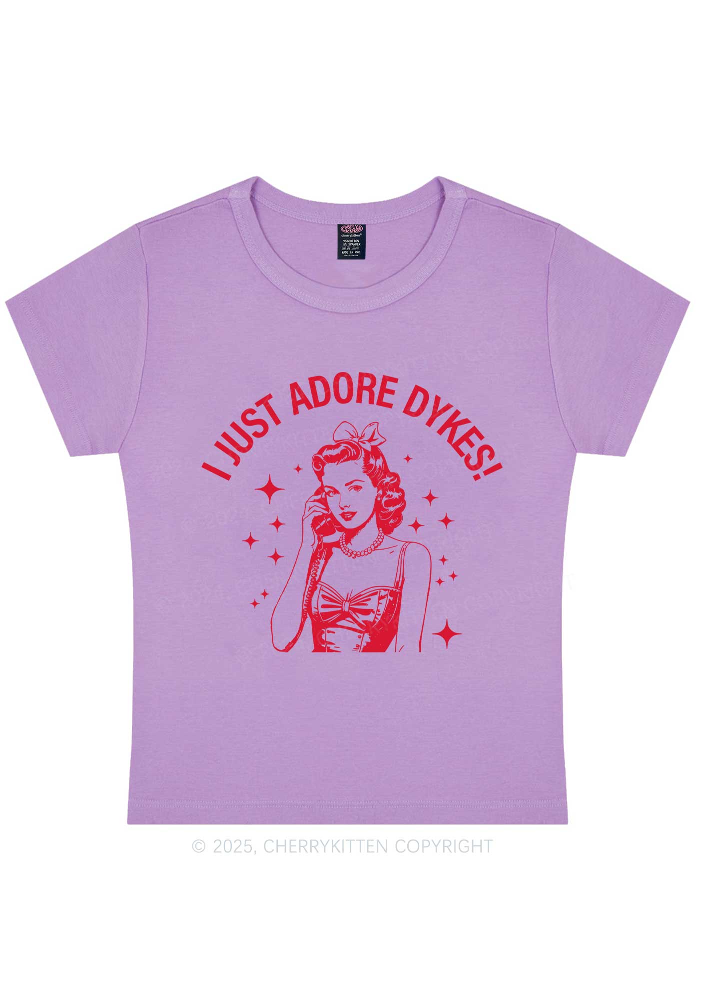 I Just Adore Dykes Y2K Baby Tee Cherrykitten - Image 6