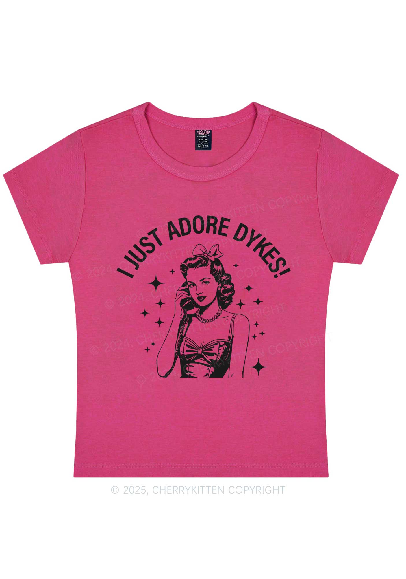 I Just Adore Dykes Y2K Baby Tee Cherrykitten - Image 7