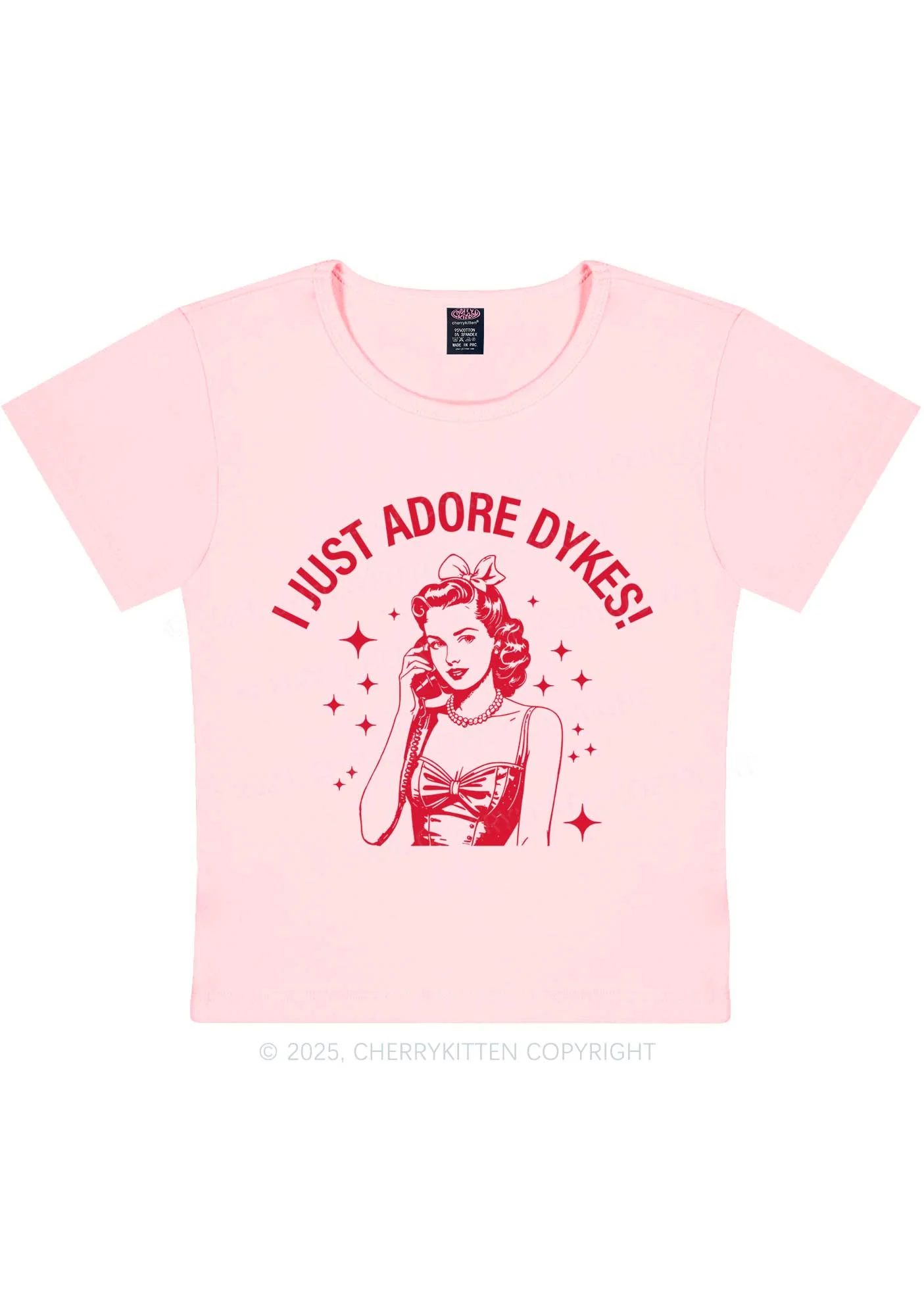 I Just Adore Dykes Y2K Baby Tee Cherrykitten - Image 8