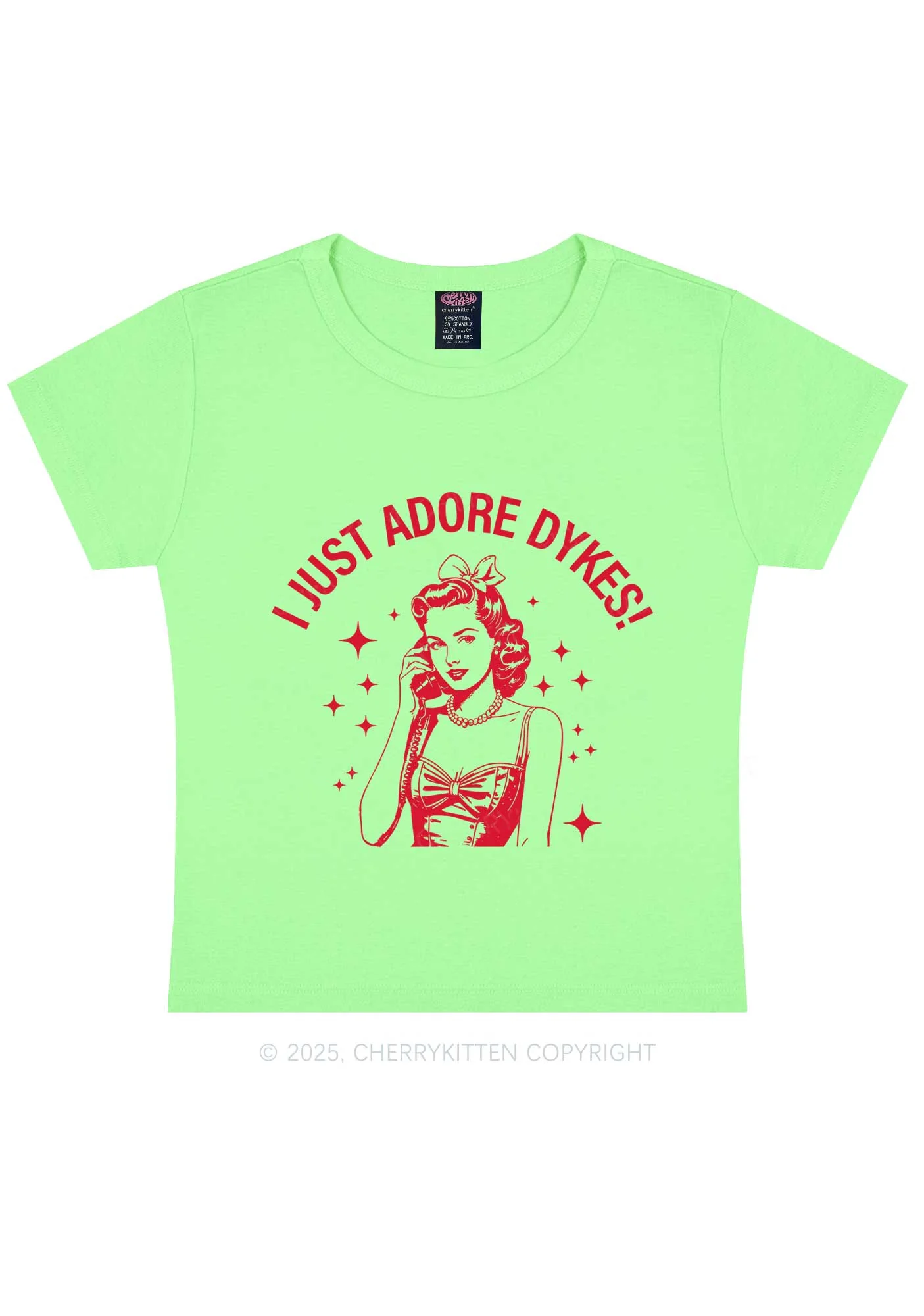 I Just Adore Dykes Y2K Baby Tee Cherrykitten - Image 9