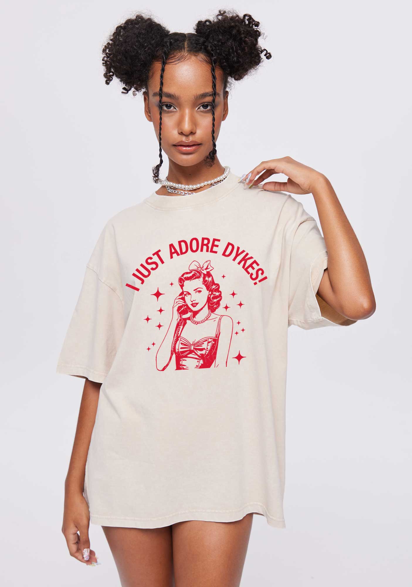 I Just Adore Dykes Y2K Shirts Washed Tee Cherrykitten - Image 2