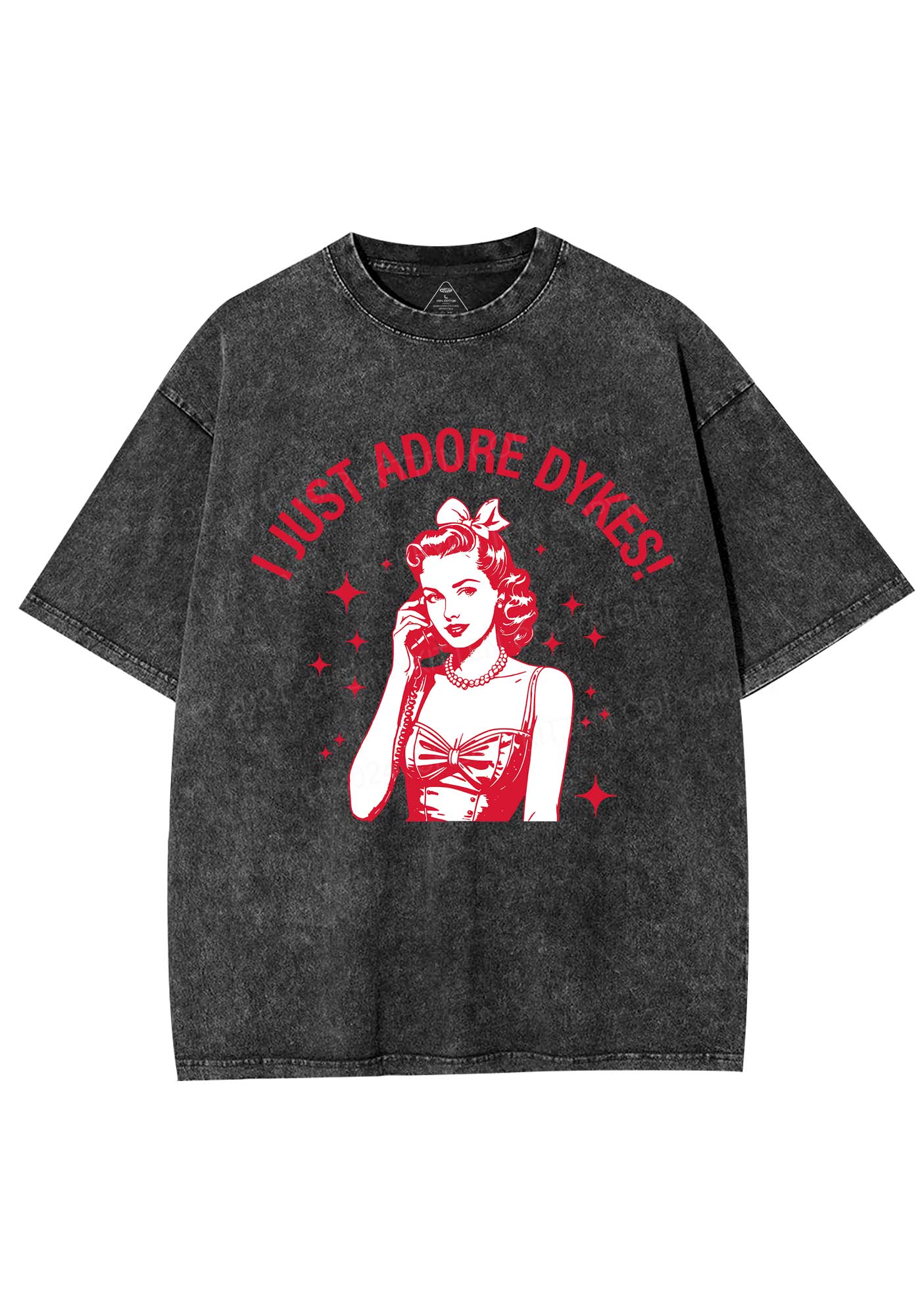 I Just Adore Dykes Y2K Shirts Washed Tee Cherrykitten - Image 3