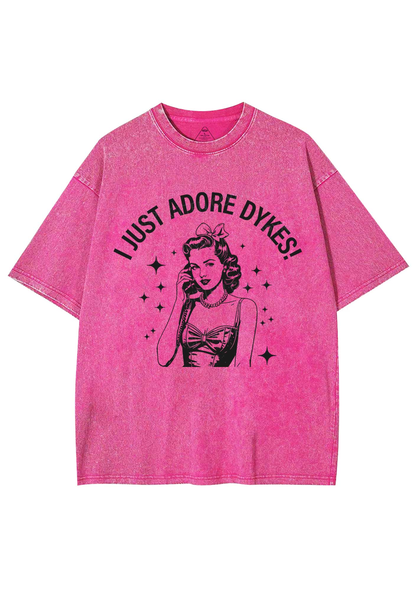 I Just Adore Dykes Y2K Shirts Washed Tee Cherrykitten - Image 4