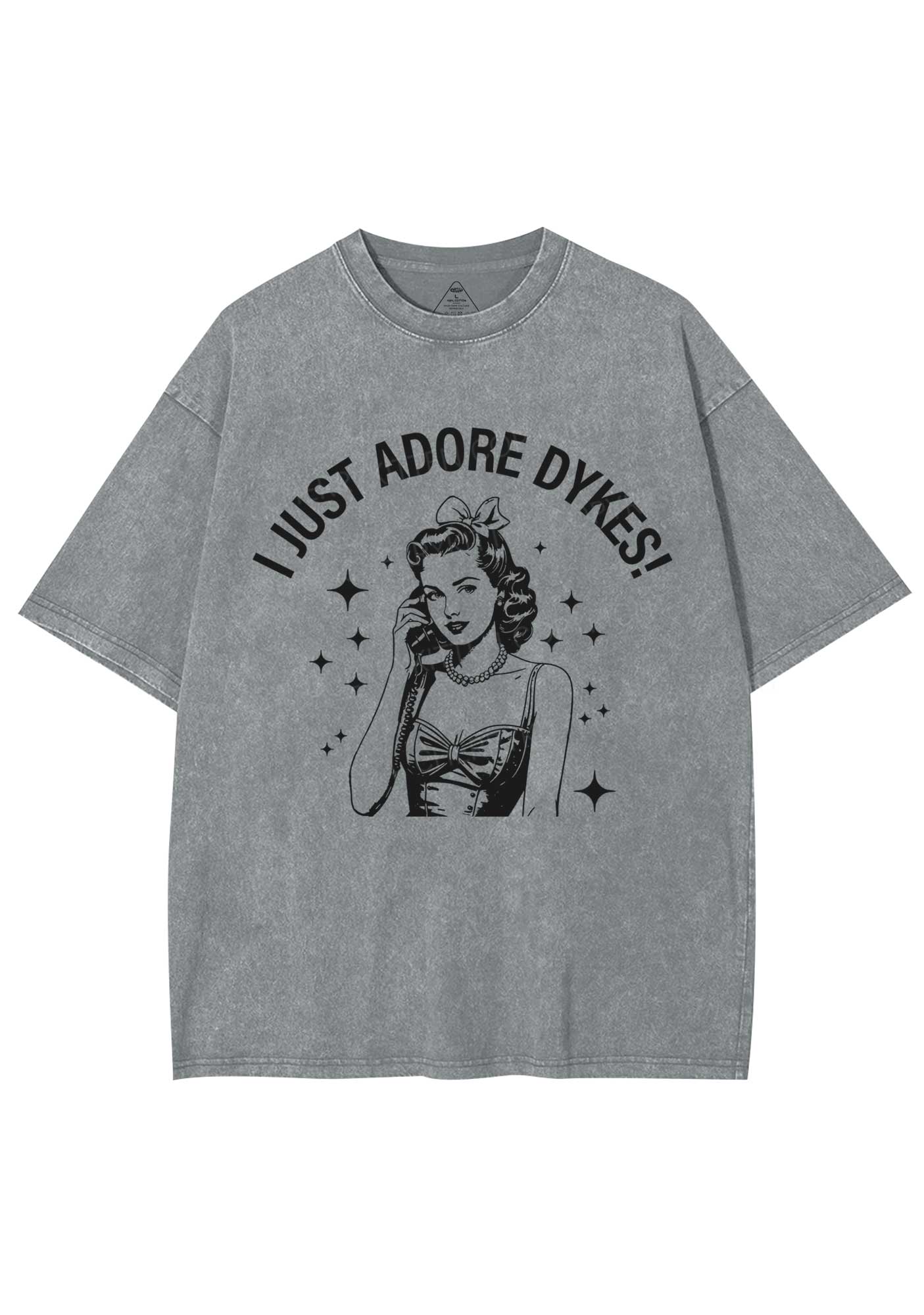 I Just Adore Dykes Y2K Shirts Washed Tee Cherrykitten - Image 7