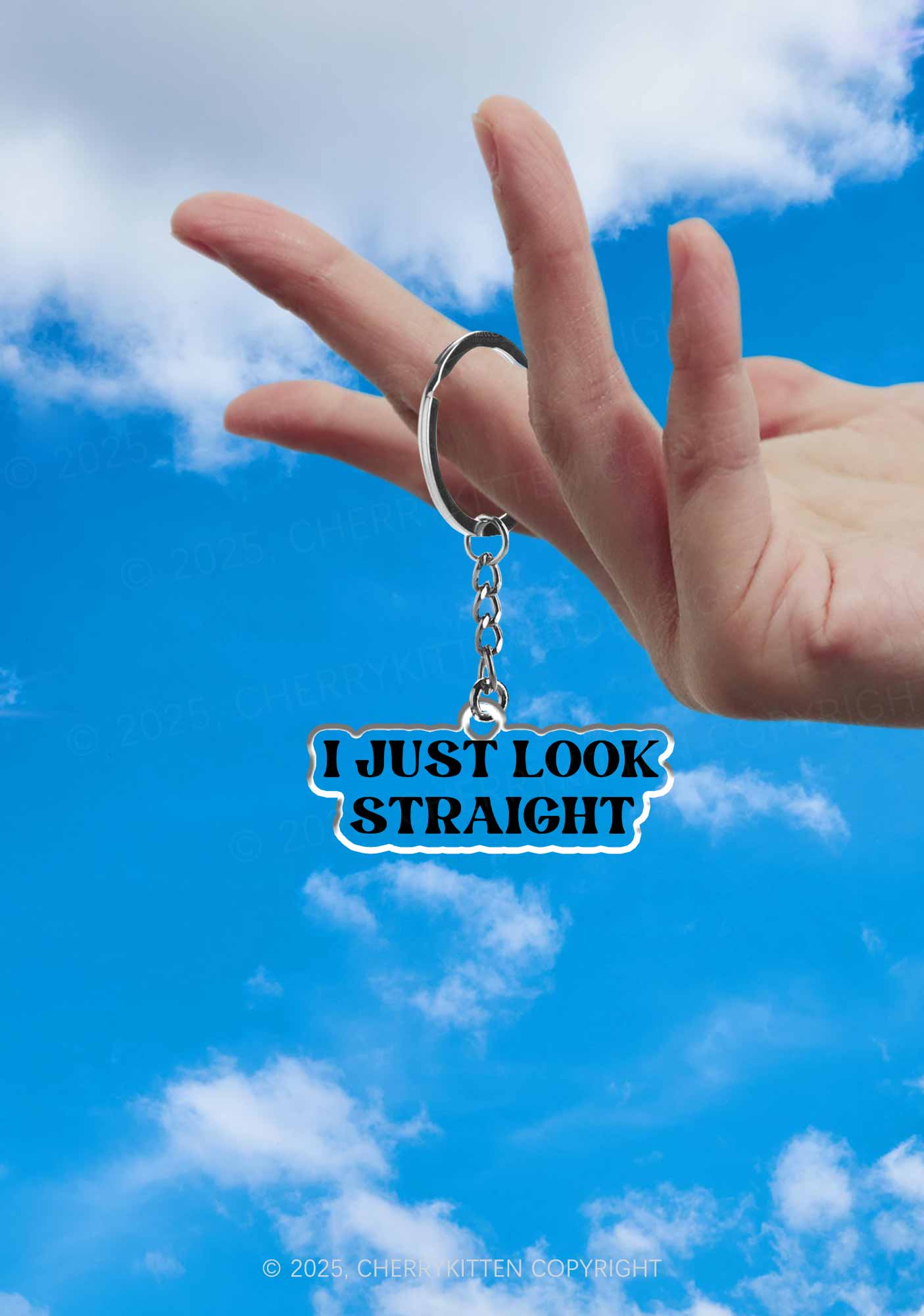 I Just Look Straight Pride 1Pc Y2K Keychain Cherrykitten - Image 2