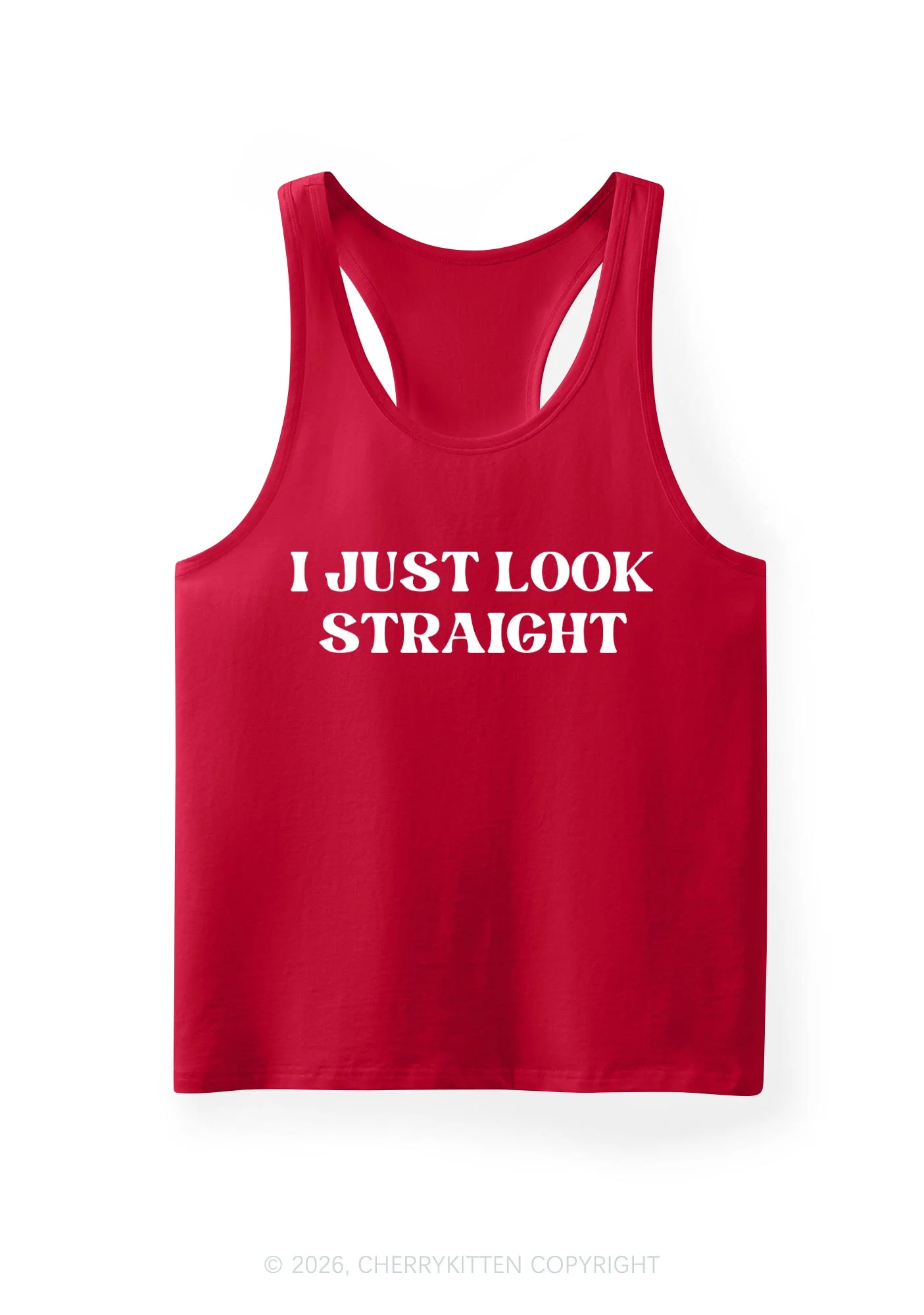 I Just Look Straight Pride Y2K Men Racerback Tank Top Cherrykitten - Image 5