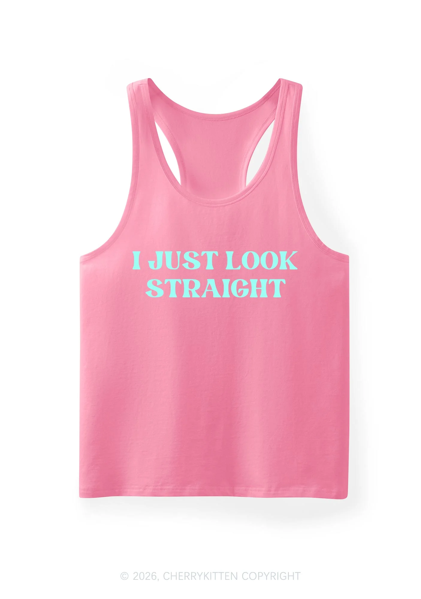 I Just Look Straight Pride Y2K Men Racerback Tank Top Cherrykitten - Image 9