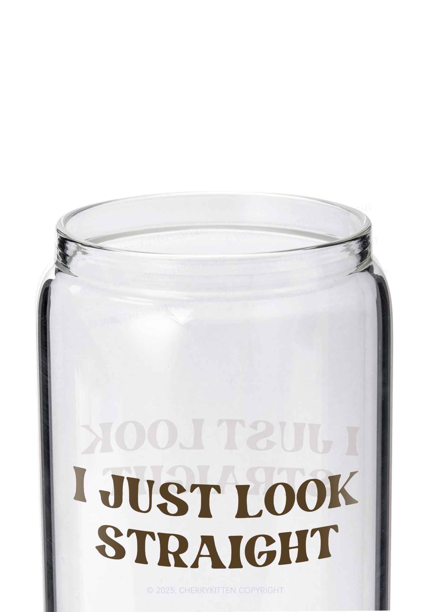 I Just Look Straight Pride Y2K Printed Glass Cup Cherrykitten - Image 2