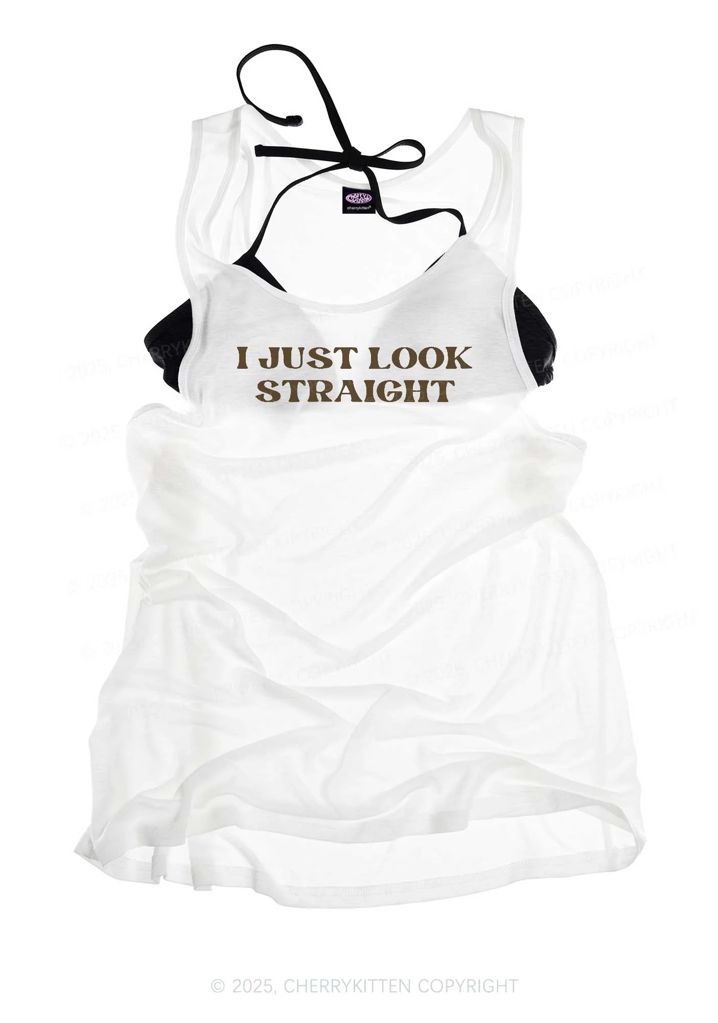 I Just Look Straight Pride Y2K Sheer Boyfriend Tank Cherrykitten - Image 3