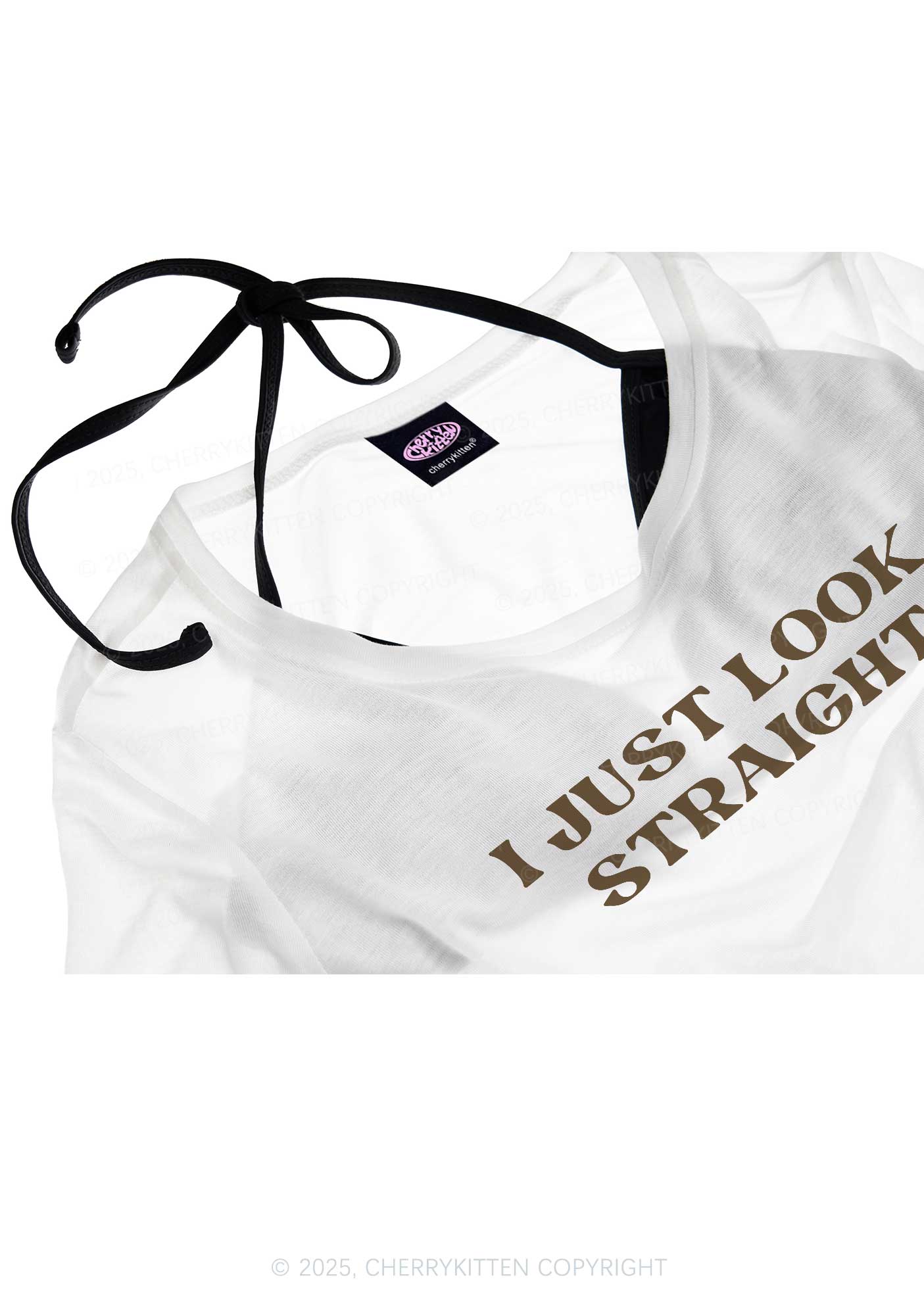 I Just Look Straight Pride Y2K Sheer Crop Tee Cherrykitten - Image 4