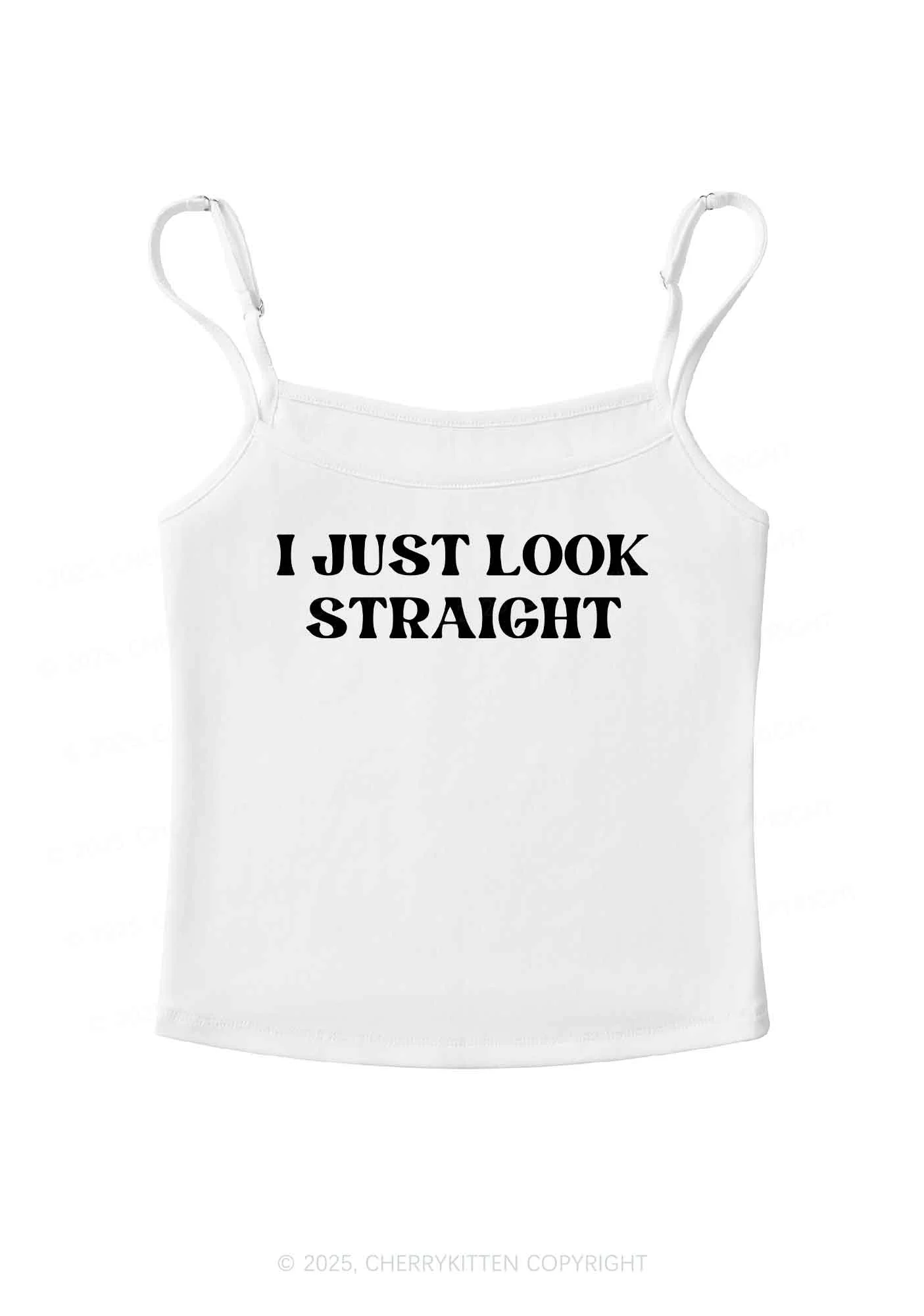 I Just Look Straight Pride Y2K Spaghetti Strap Cami Cherrykitten - Image 3