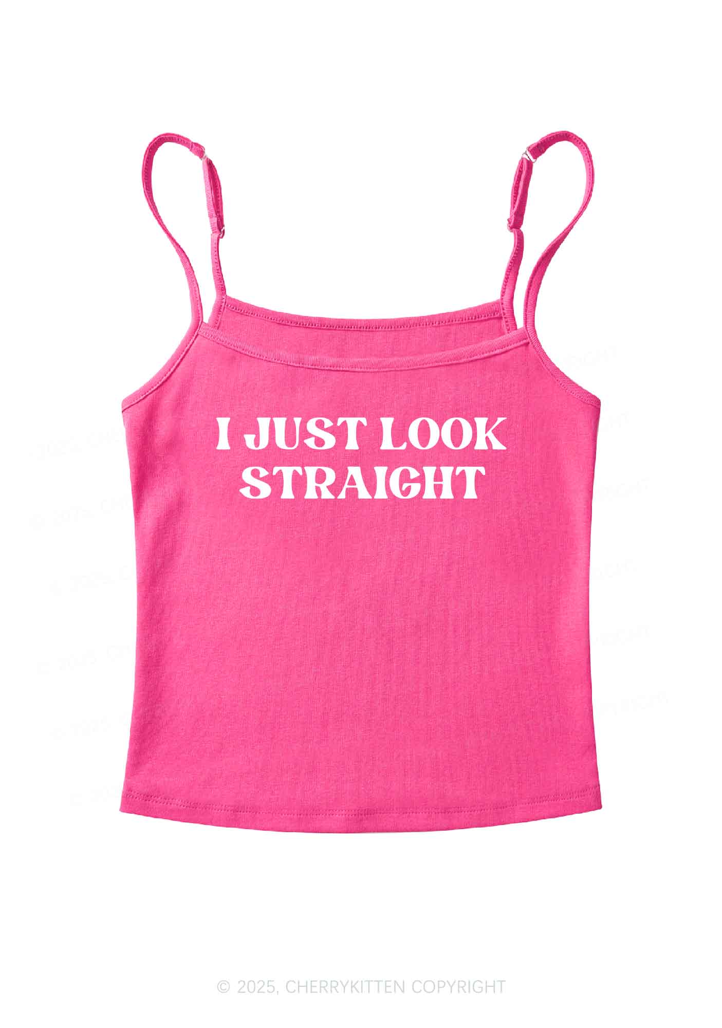 I Just Look Straight Pride Y2K Spaghetti Strap Cami Cherrykitten - Image 5