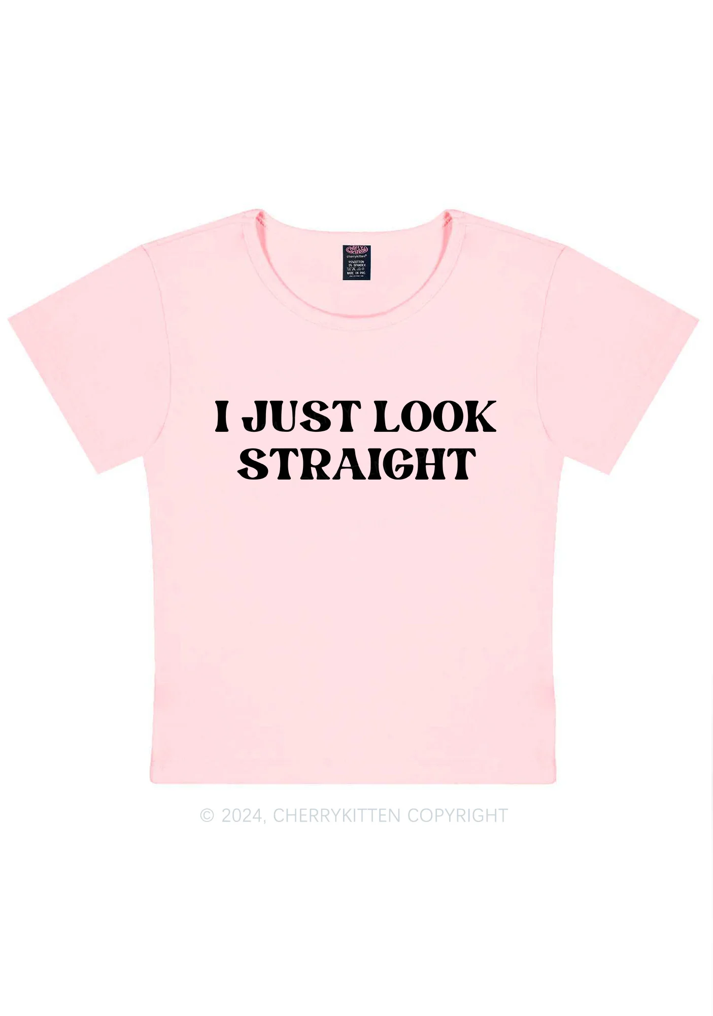 I Just Look Straight Y2k Baby Tee - Image 10