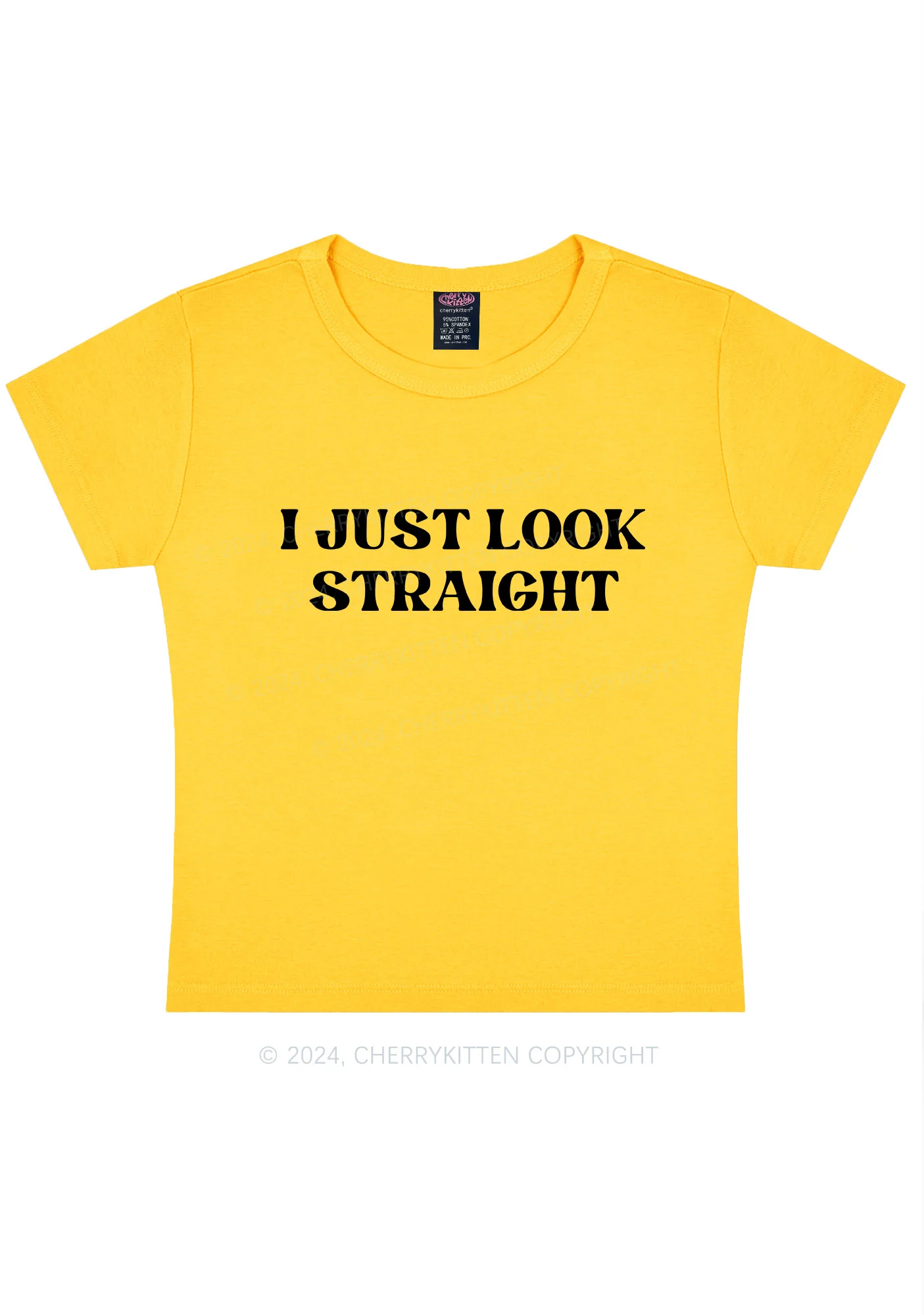 I Just Look Straight Y2k Baby Tee - Image 4