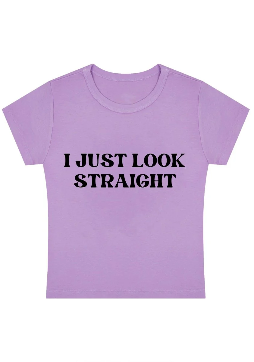 I Just Look Straight Y2k Baby Tee - Image 6