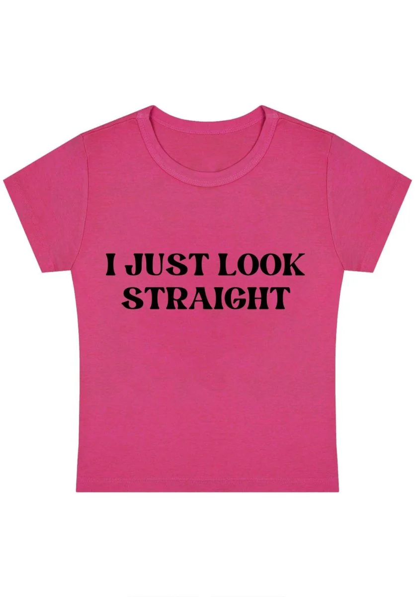 I Just Look Straight Y2k Baby Tee - Image 7