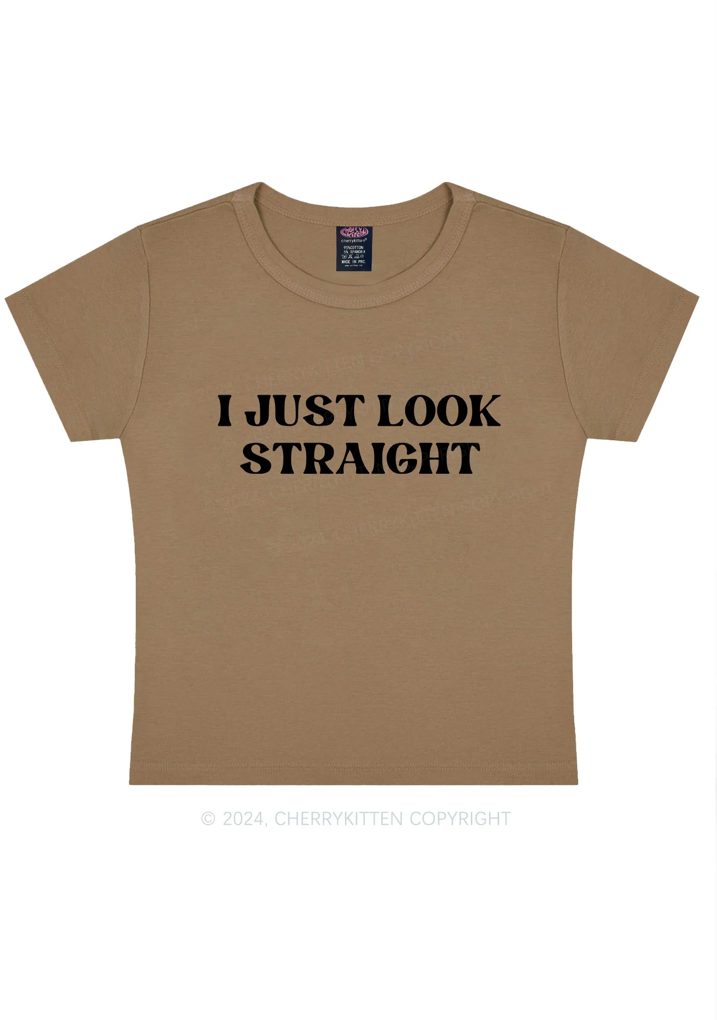 I Just Look Straight Y2k Baby Tee - Image 9