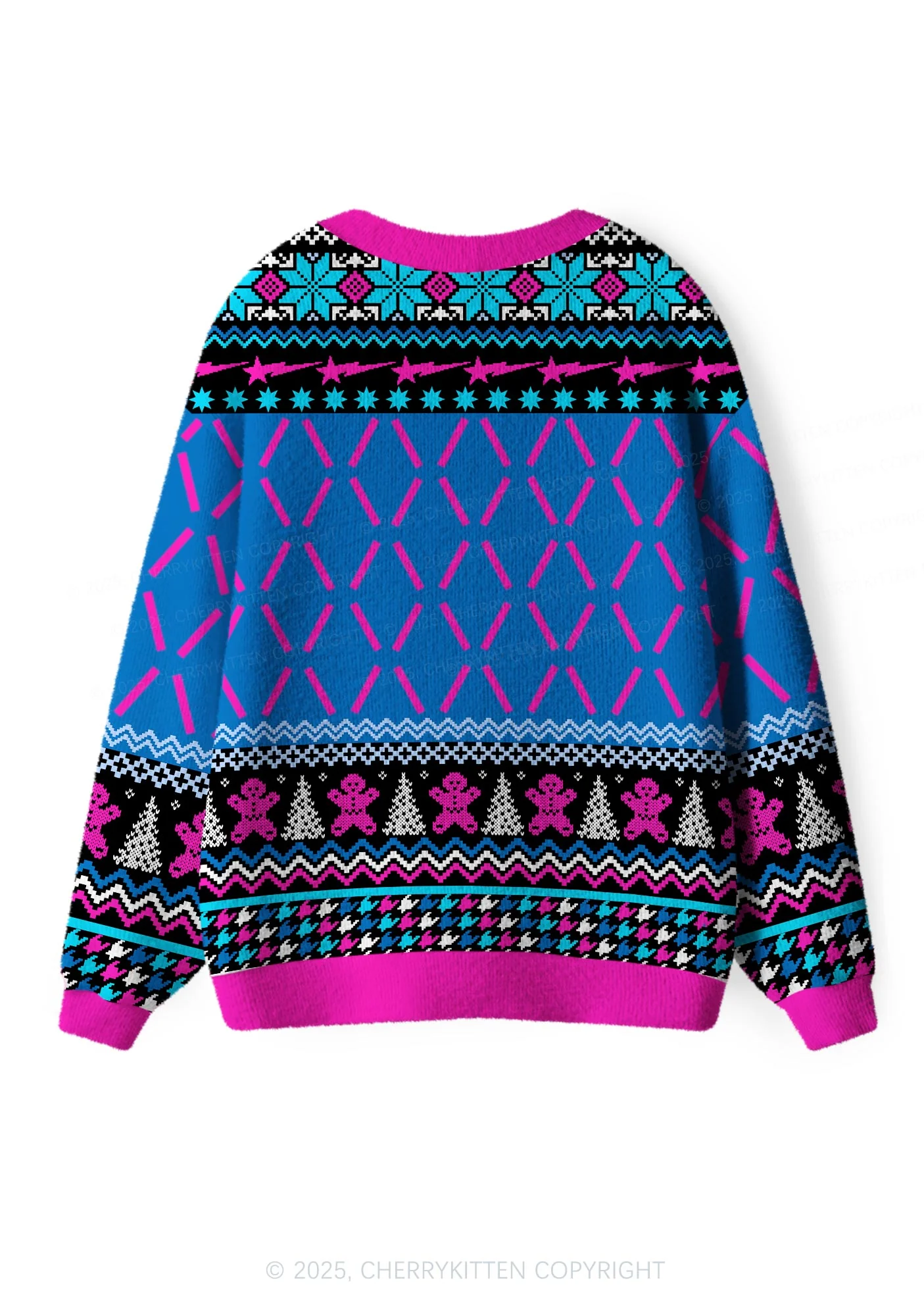 I Just Look Straight Y2K Christmas Cardigan Knit Sweatshirt Cherrykitten - Image 2