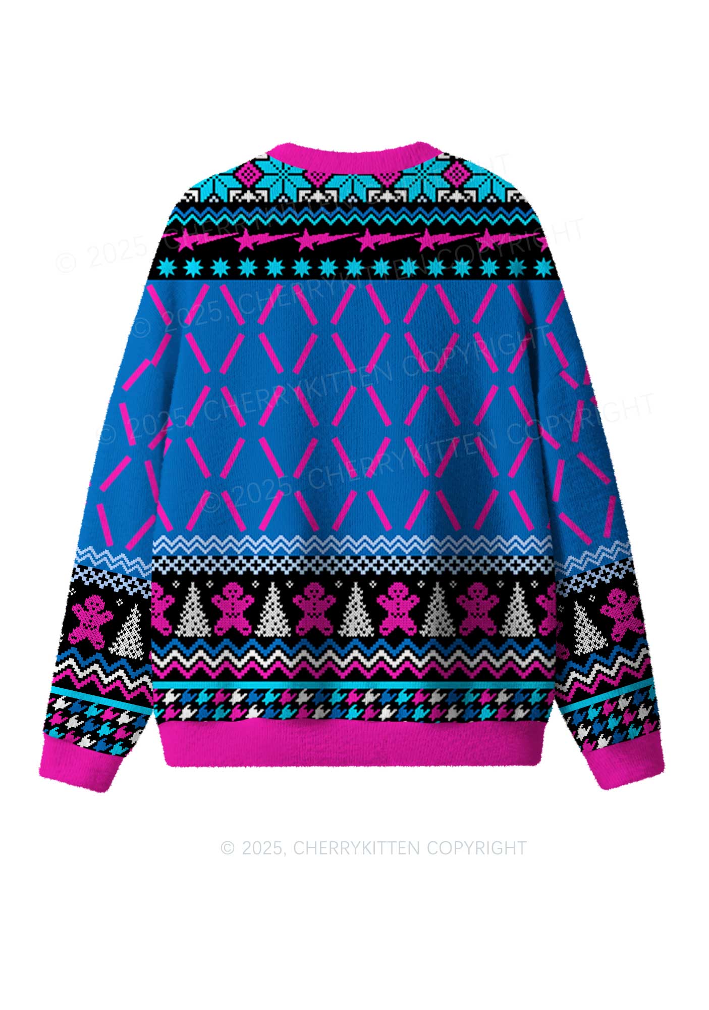 I Just Look Straight Y2K Christmas Knit Sweatshirt Cherrykitten - Image 2