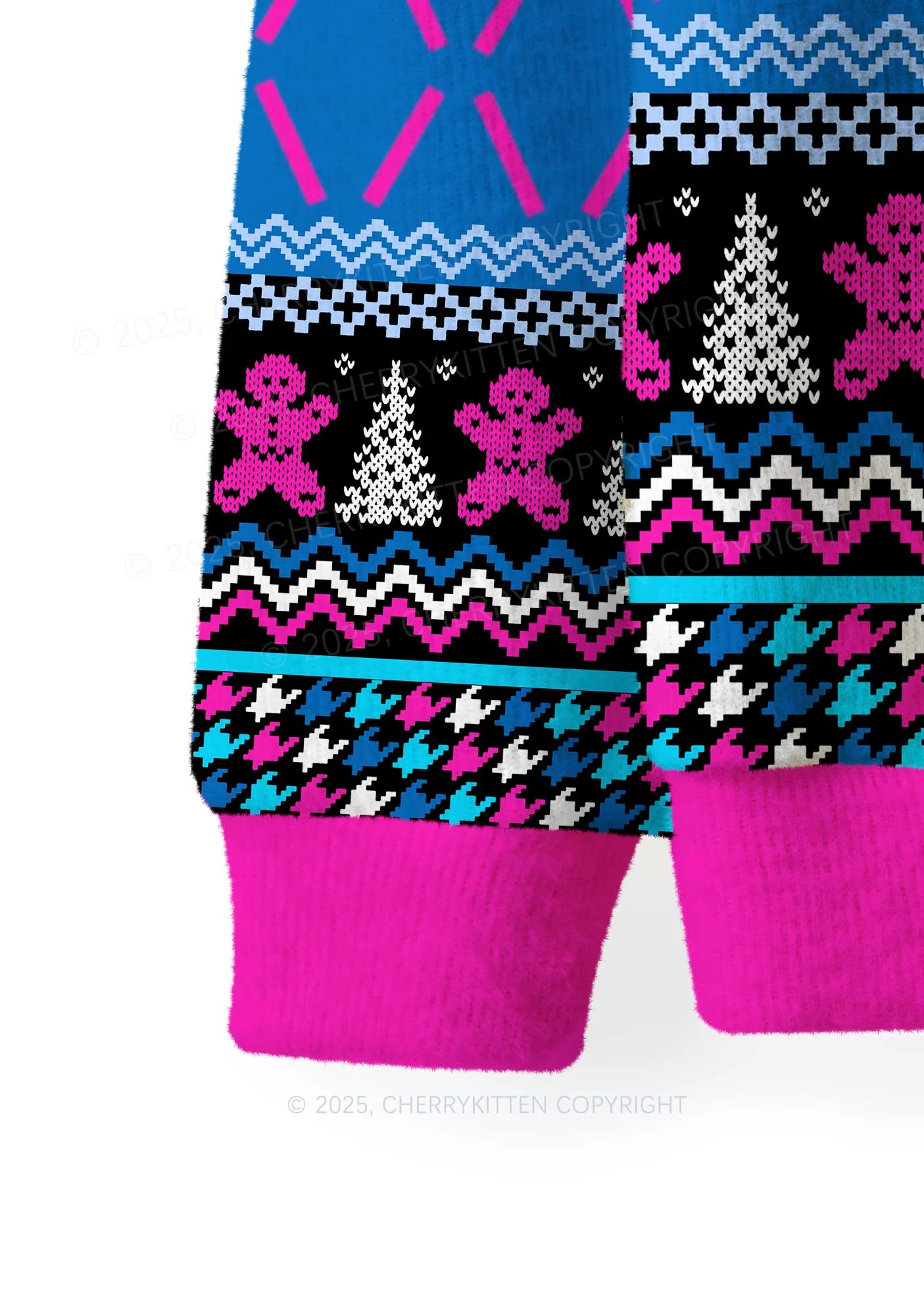 I Just Look Straight Y2K Christmas Knit Sweatshirt Cherrykitten - Image 3