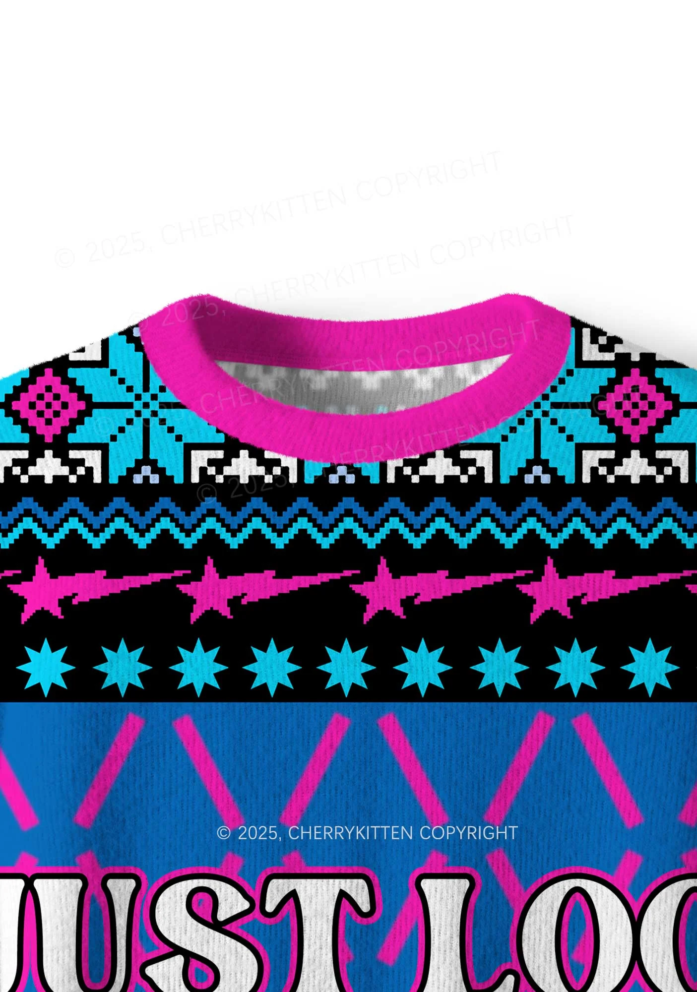 I Just Look Straight Y2K Christmas Knit Sweatshirt Cherrykitten - Image 4