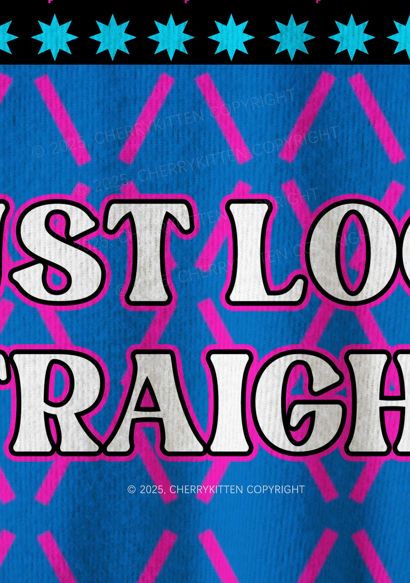 I Just Look Straight Y2K Christmas Knit Sweatshirt Cherrykitten - Image 5