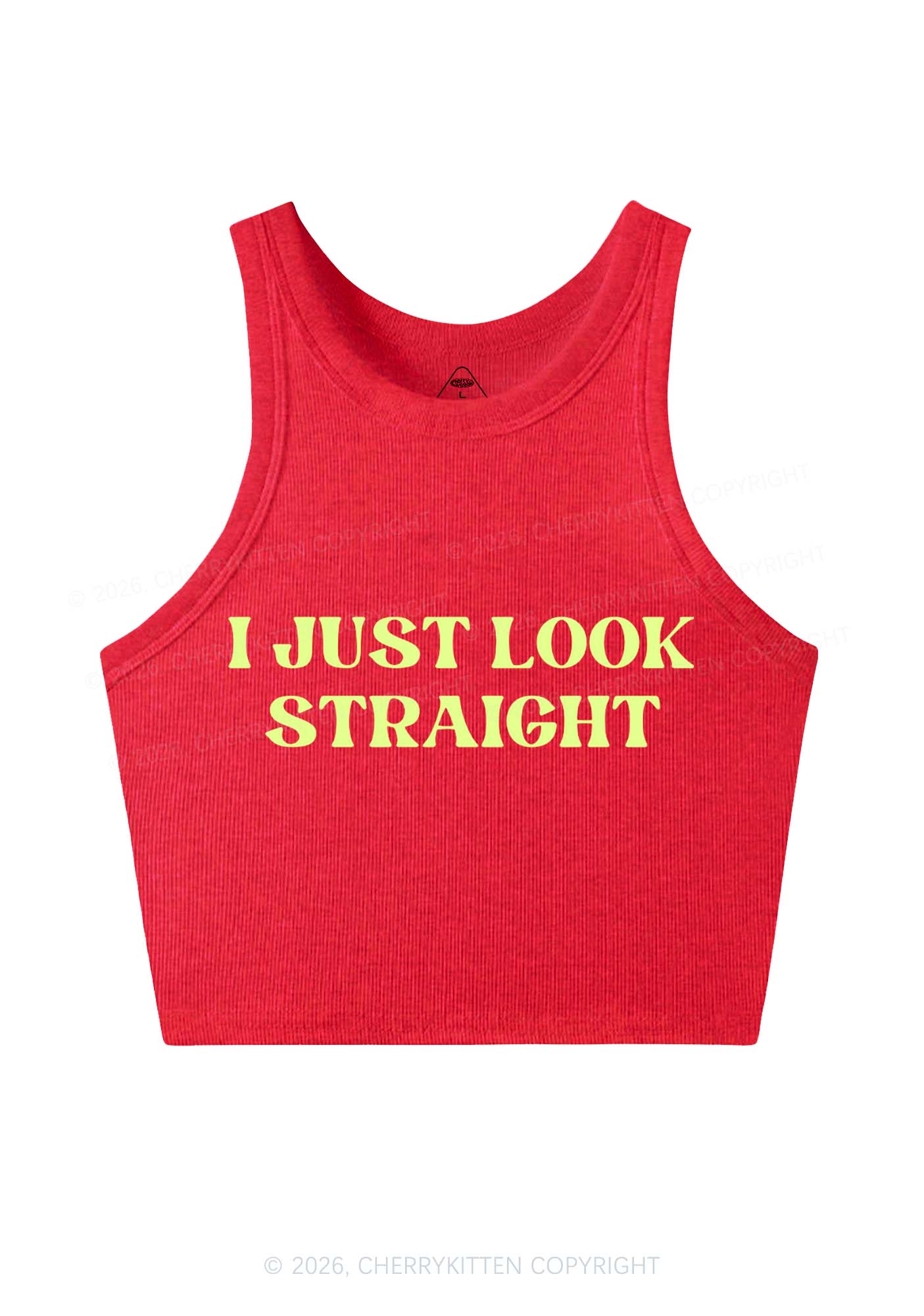 I Just Look Straight Y2K Crop Tank Top Cherrykitten - Image 10