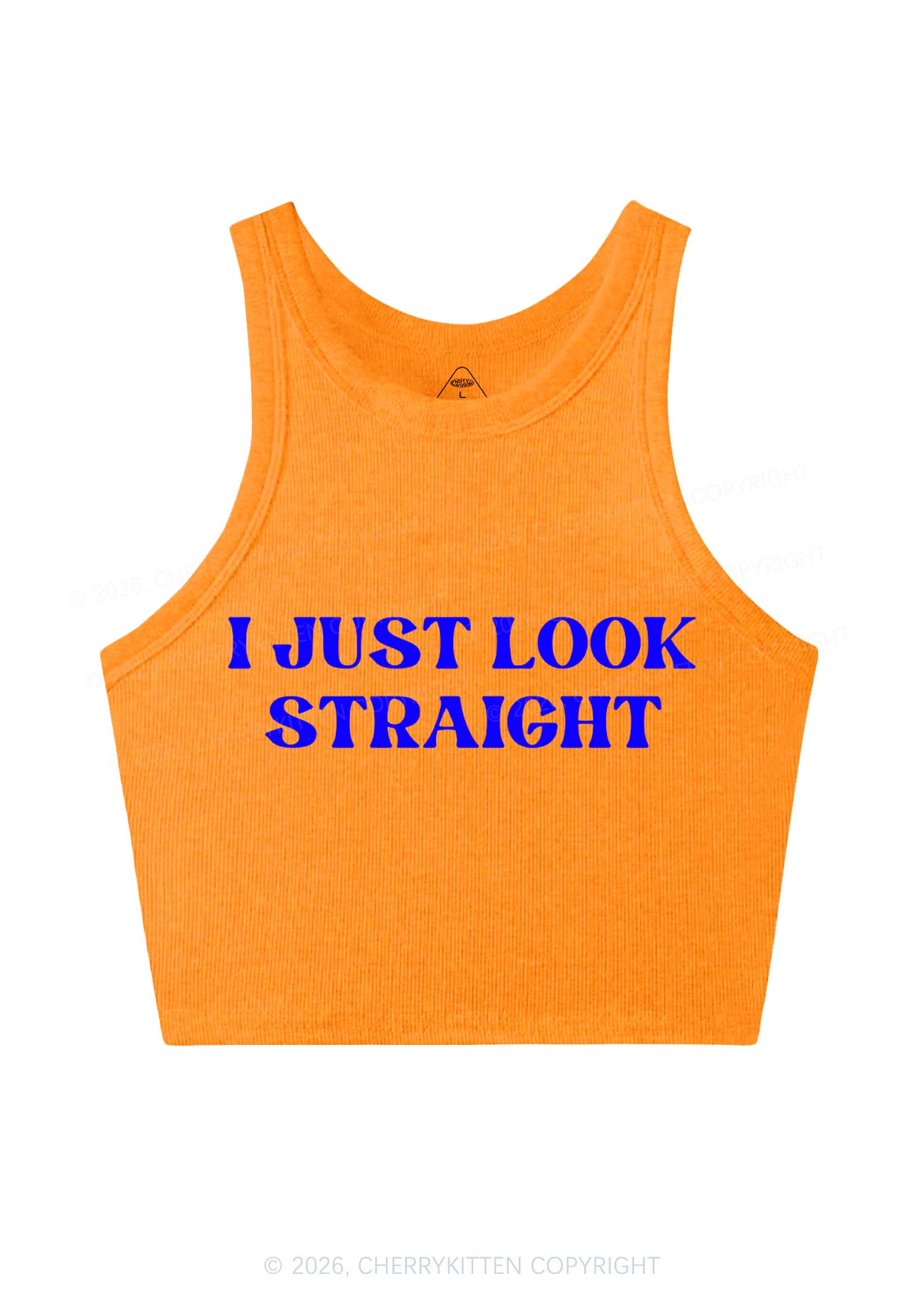 I Just Look Straight Y2K Crop Tank Top Cherrykitten - Image 11