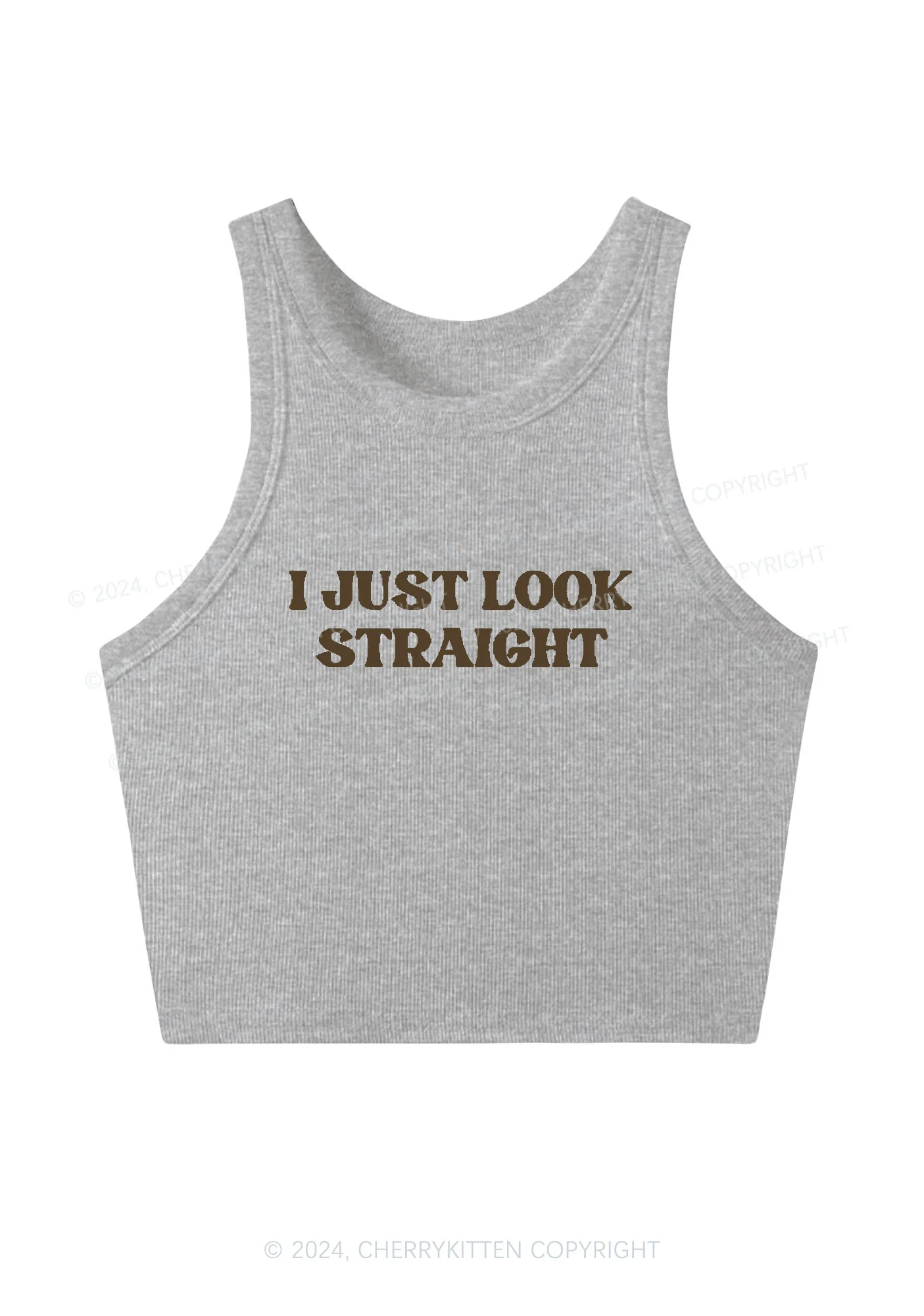I Just Look Straight Y2K Crop Tank Top Cherrykitten - Image 5
