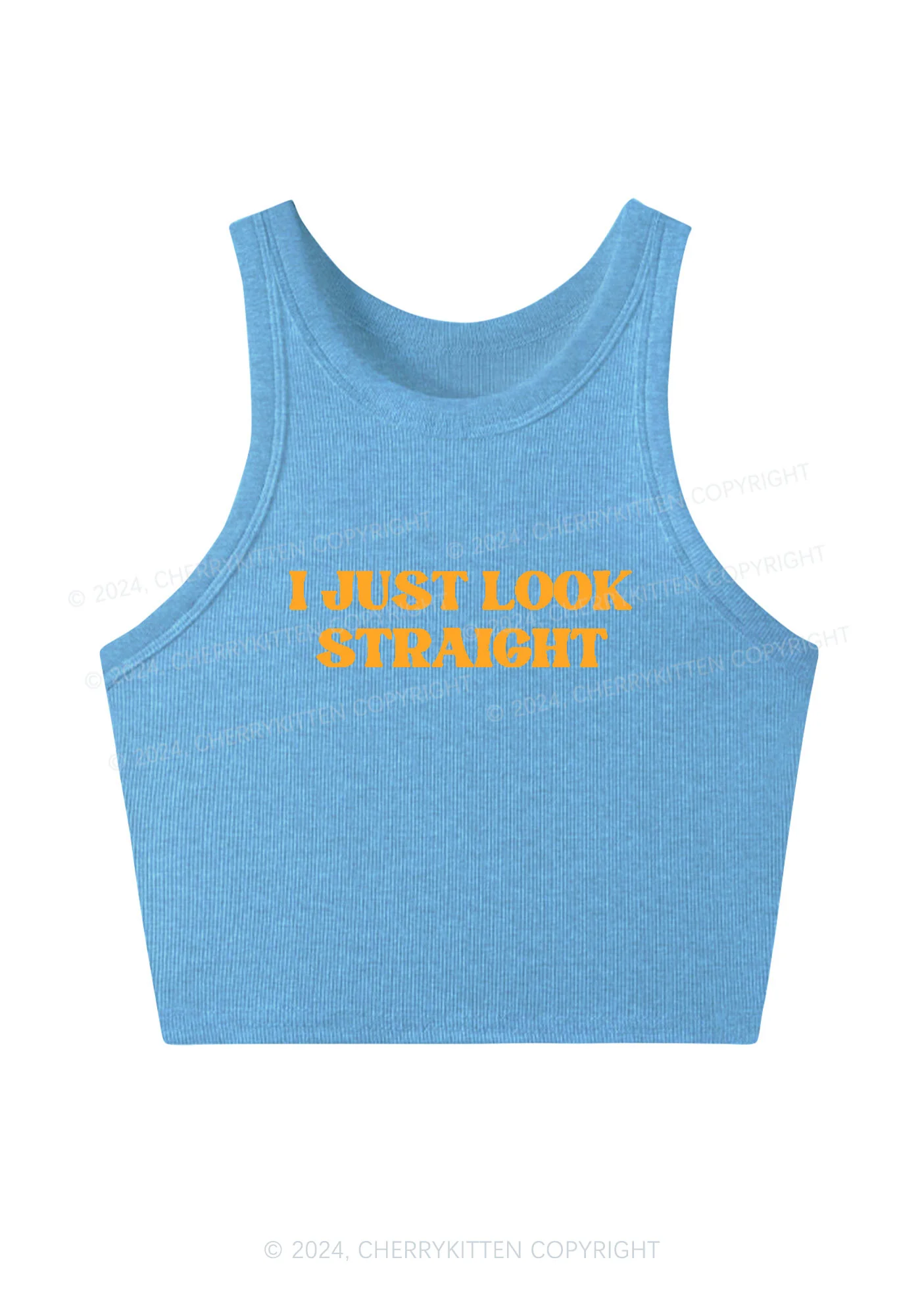 I Just Look Straight Y2K Crop Tank Top Cherrykitten - Image 6