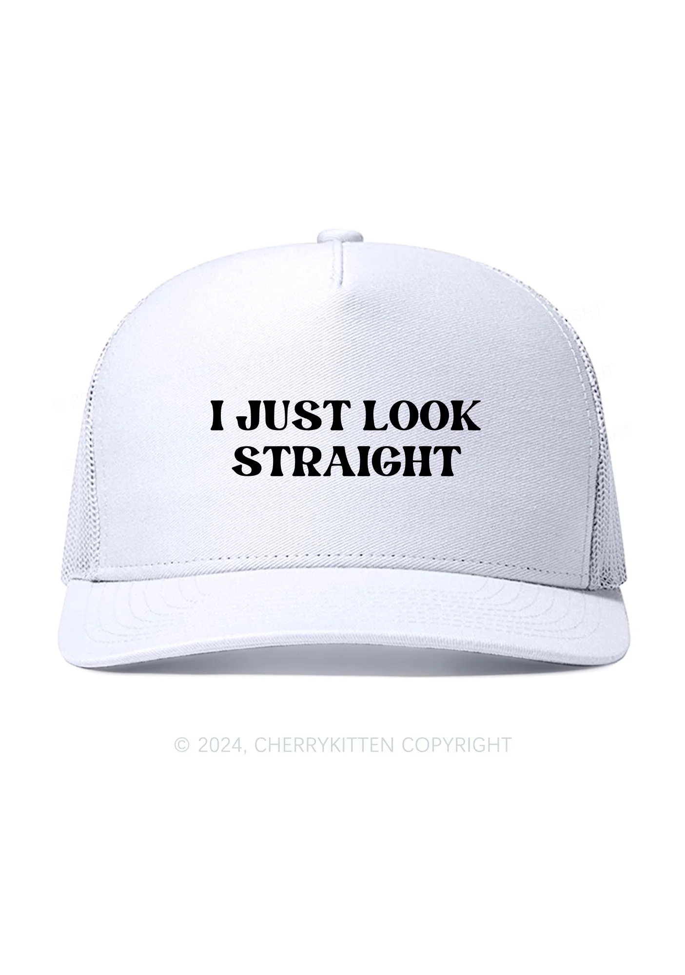 I Just Look Straight Y2K Trucker Mesh Hat Cherrykitten - Image 2