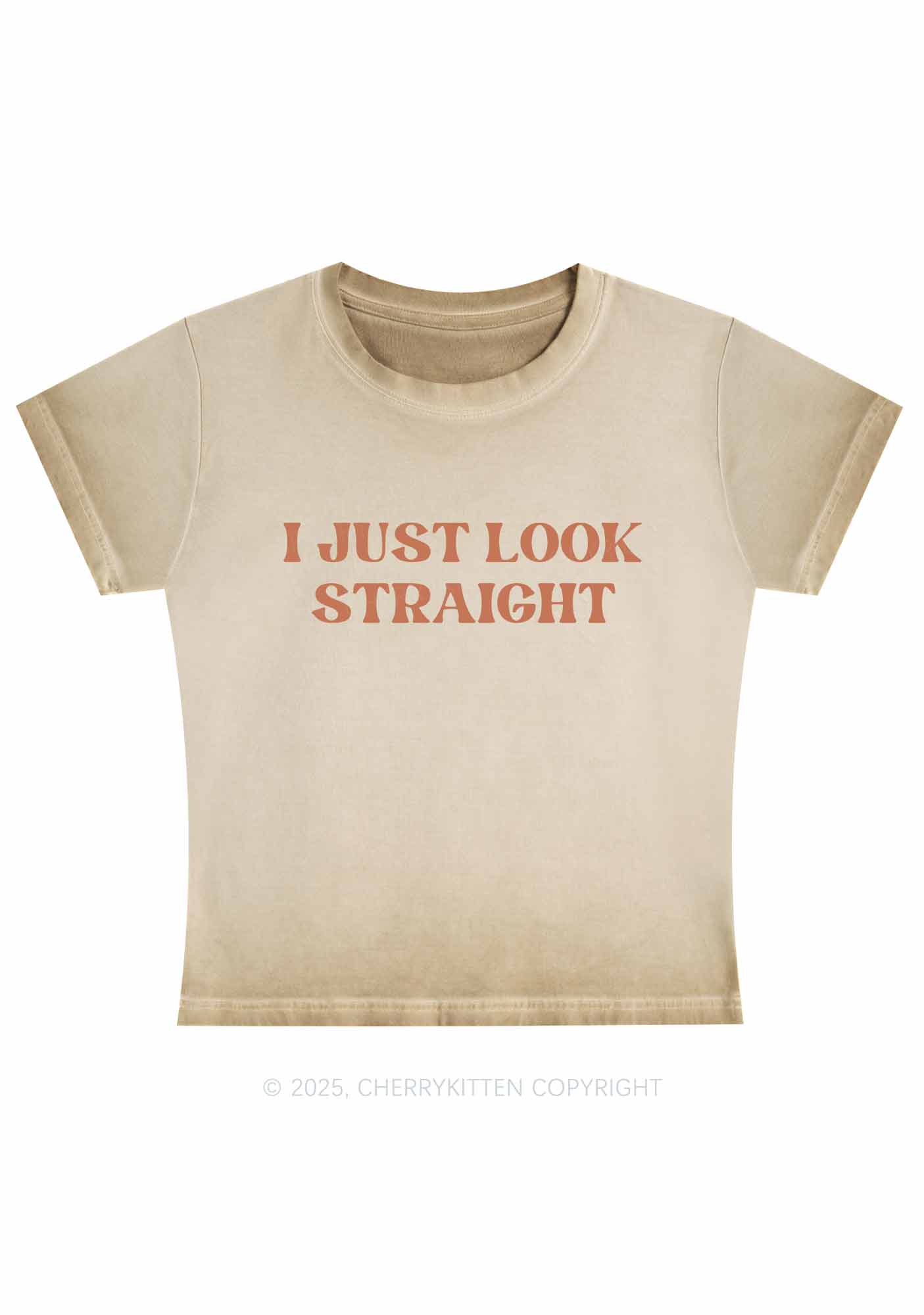 I Just Look Straight Y2K Vintage Classic Tee Cherrykitten - Image 3
