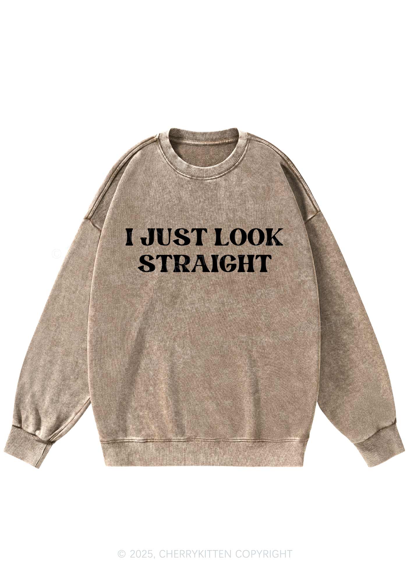 I Just Look Straight Y2K Washed Sweatshirts Cherrykitten - Image 7