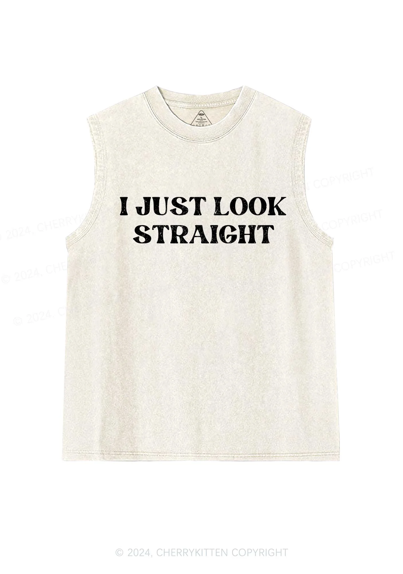 I Just Look Straight Y2K Washed Tank Cherrykitten - Image 4