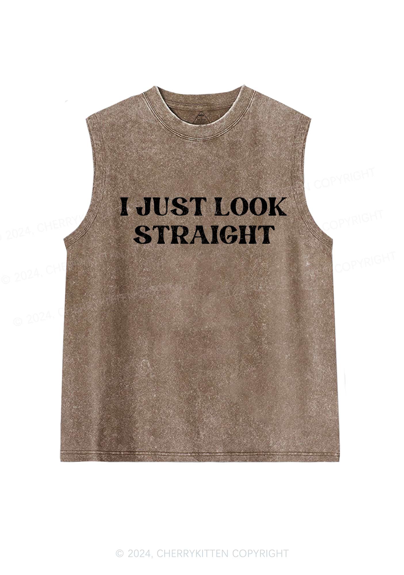 I Just Look Straight Y2K Washed Tank Cherrykitten - Image 6